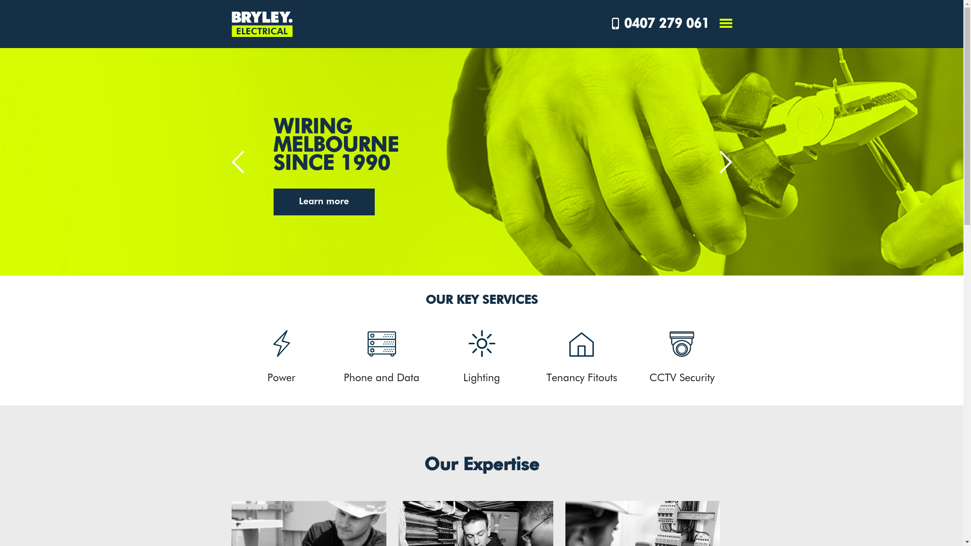 website screenshot of https://bryleyelectrical.com/