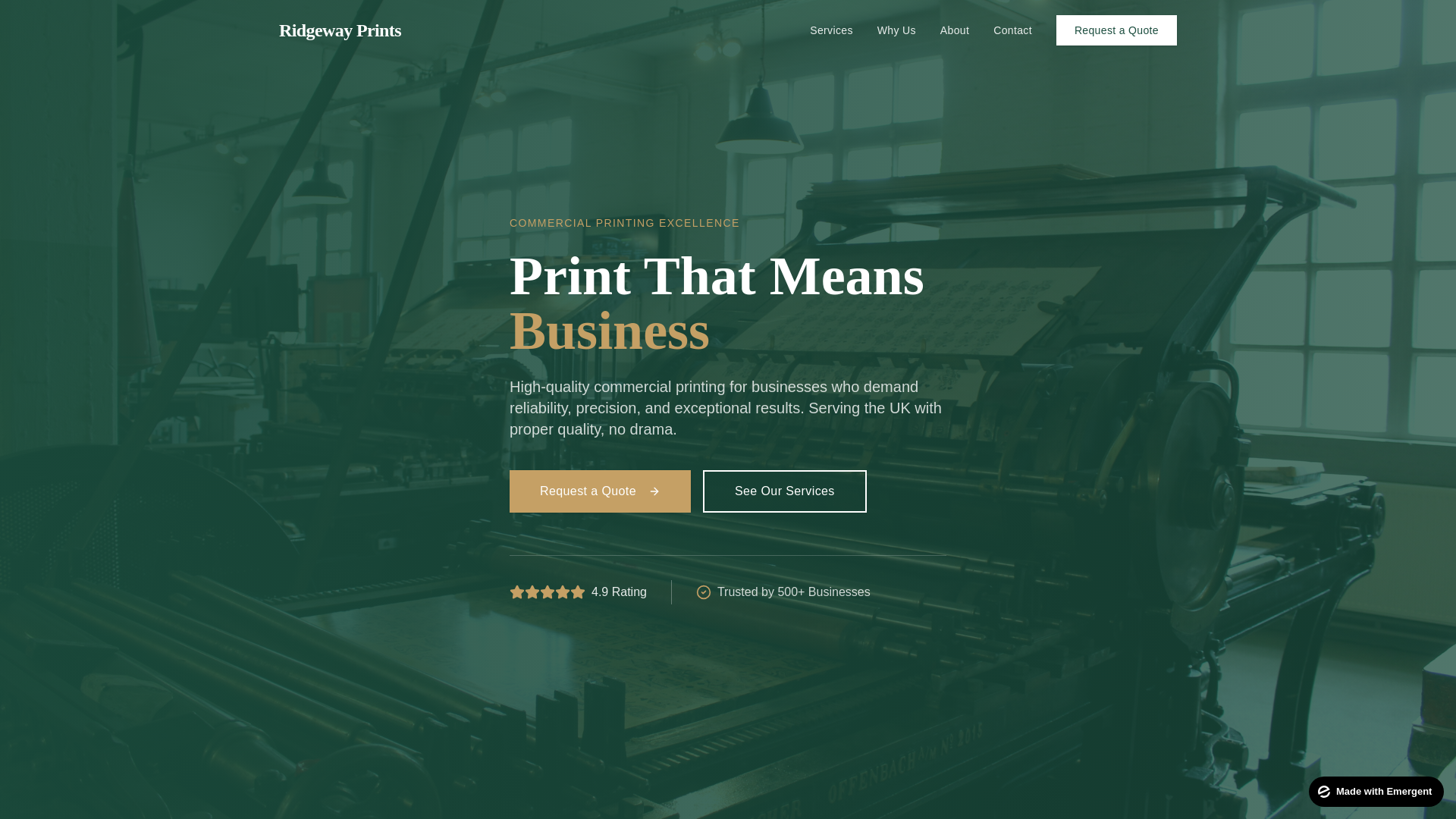 website screenshot of https://ridgewayprints.co.uk/