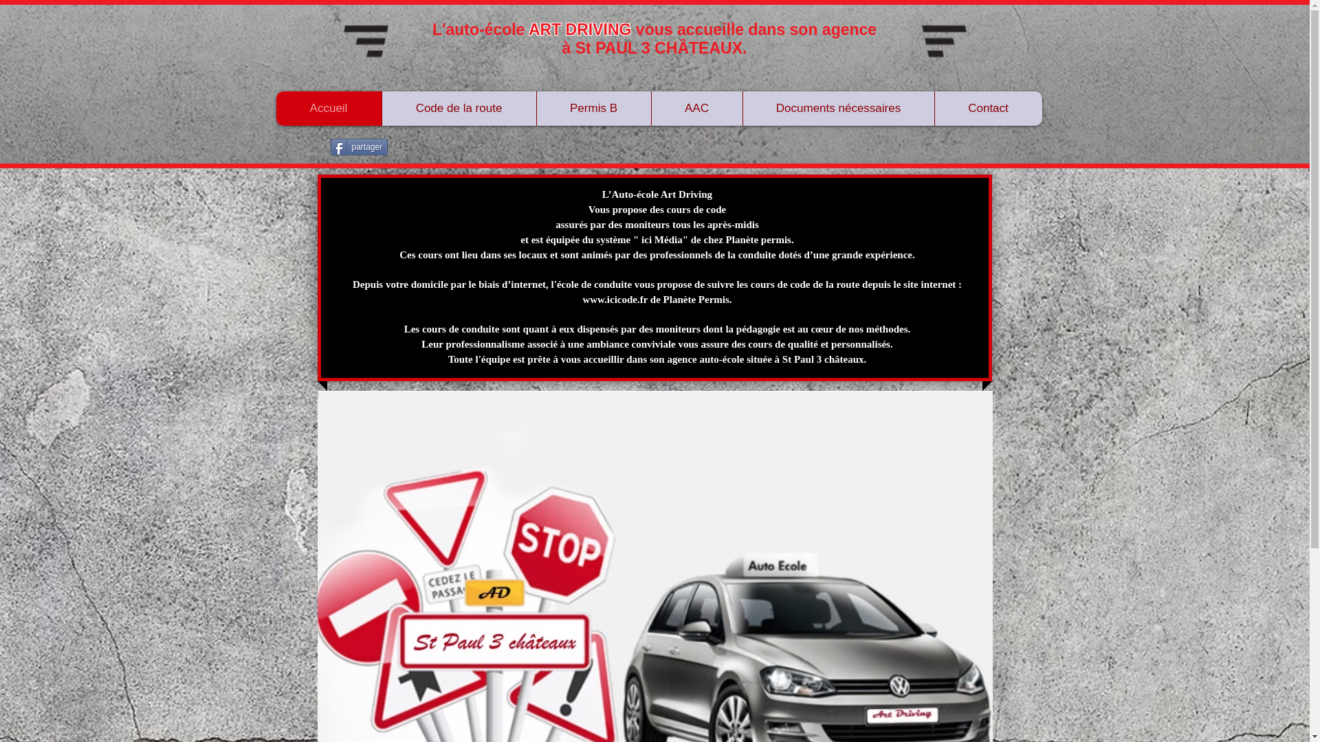 website screenshot of https://autoecoleartdriving.com/
