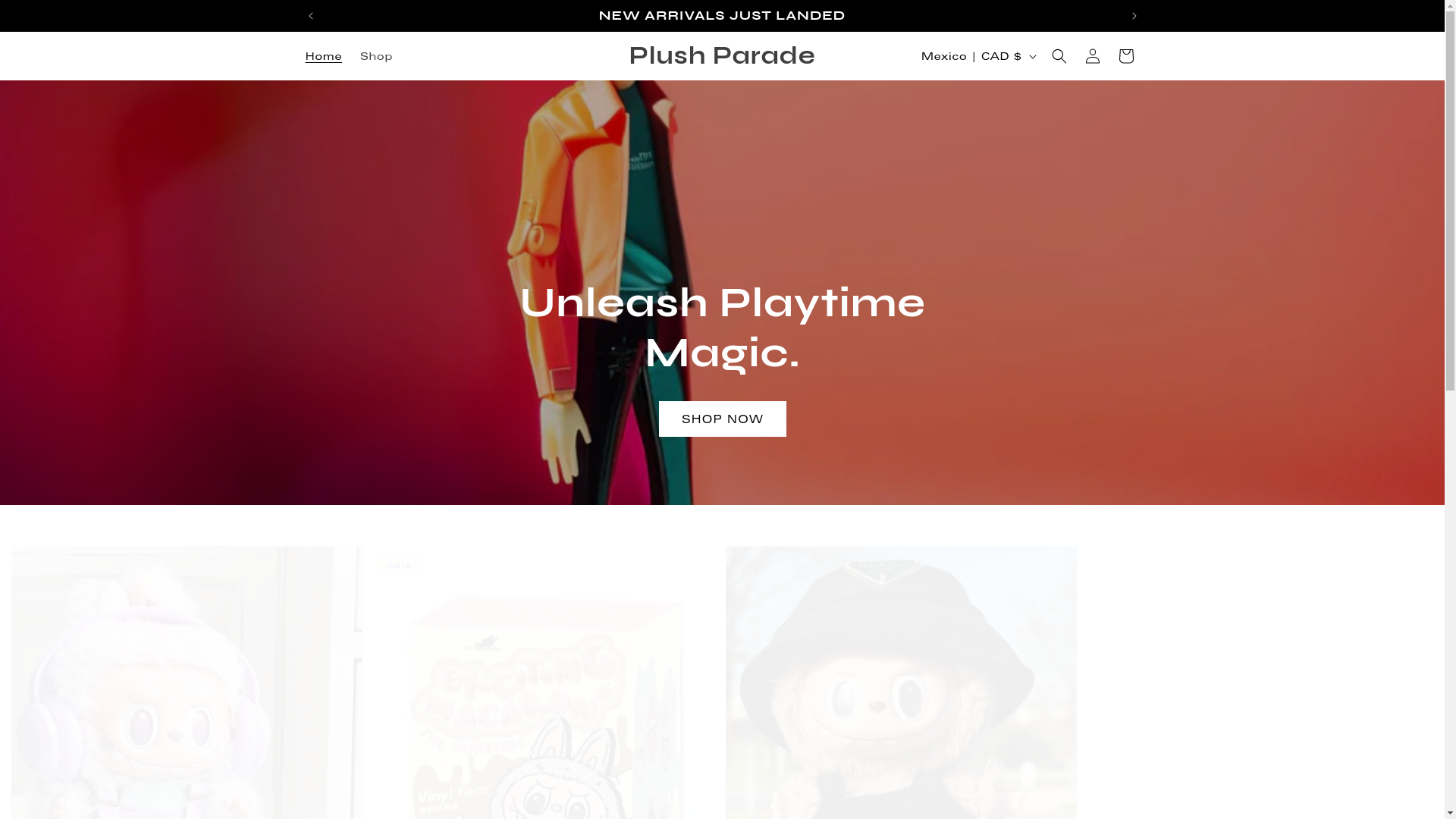 website screenshot of https://plushparade.store/