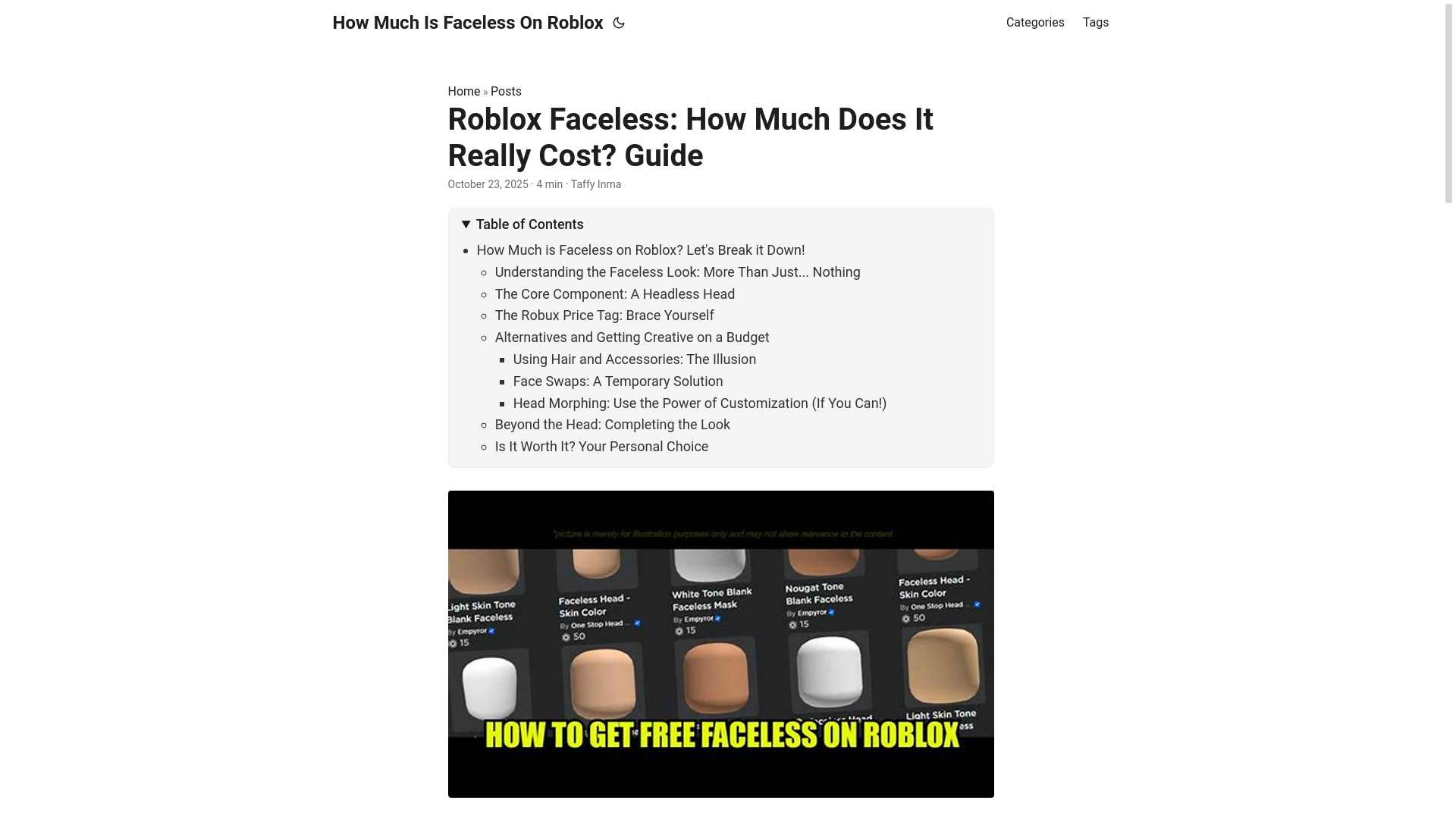 website screenshot of https://how-much-is-faceless-on-roblox.pages.dev/