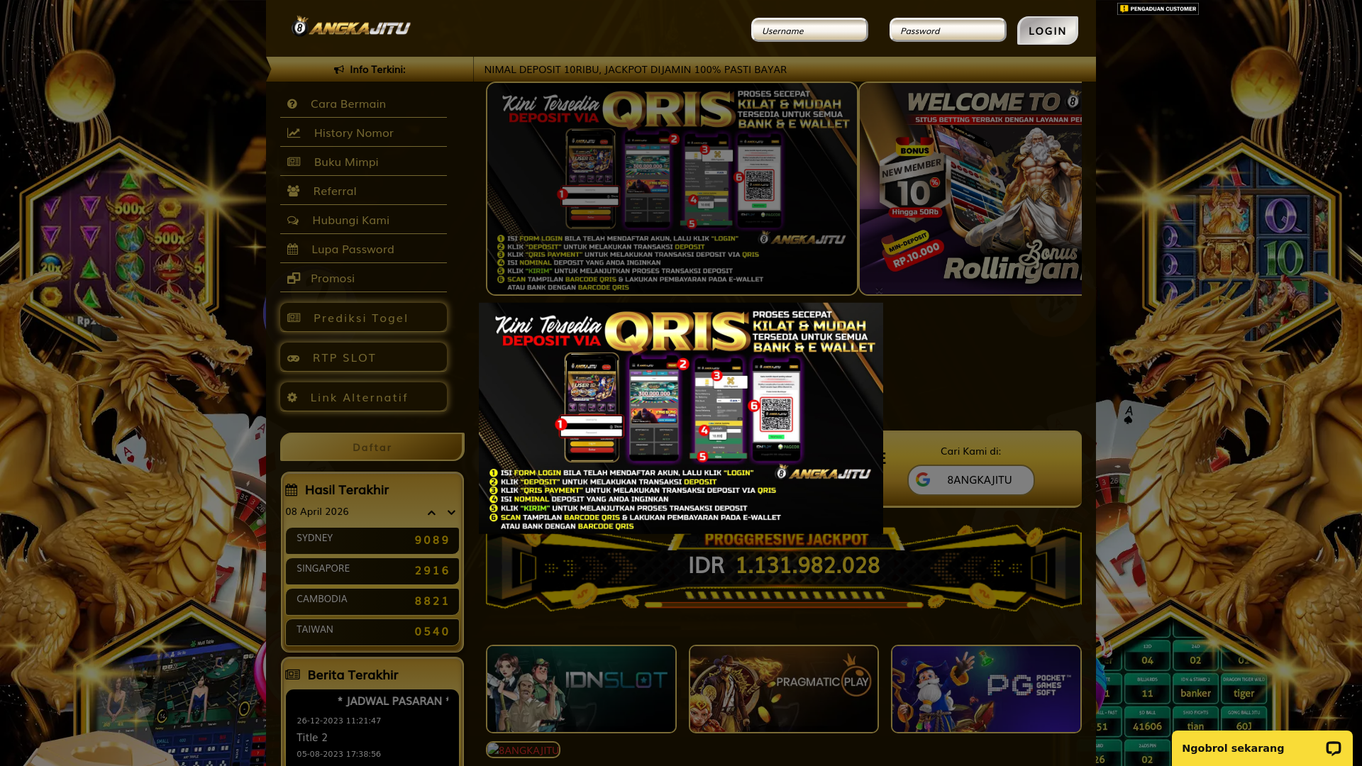 website screenshot of https://8angkamurka.online/