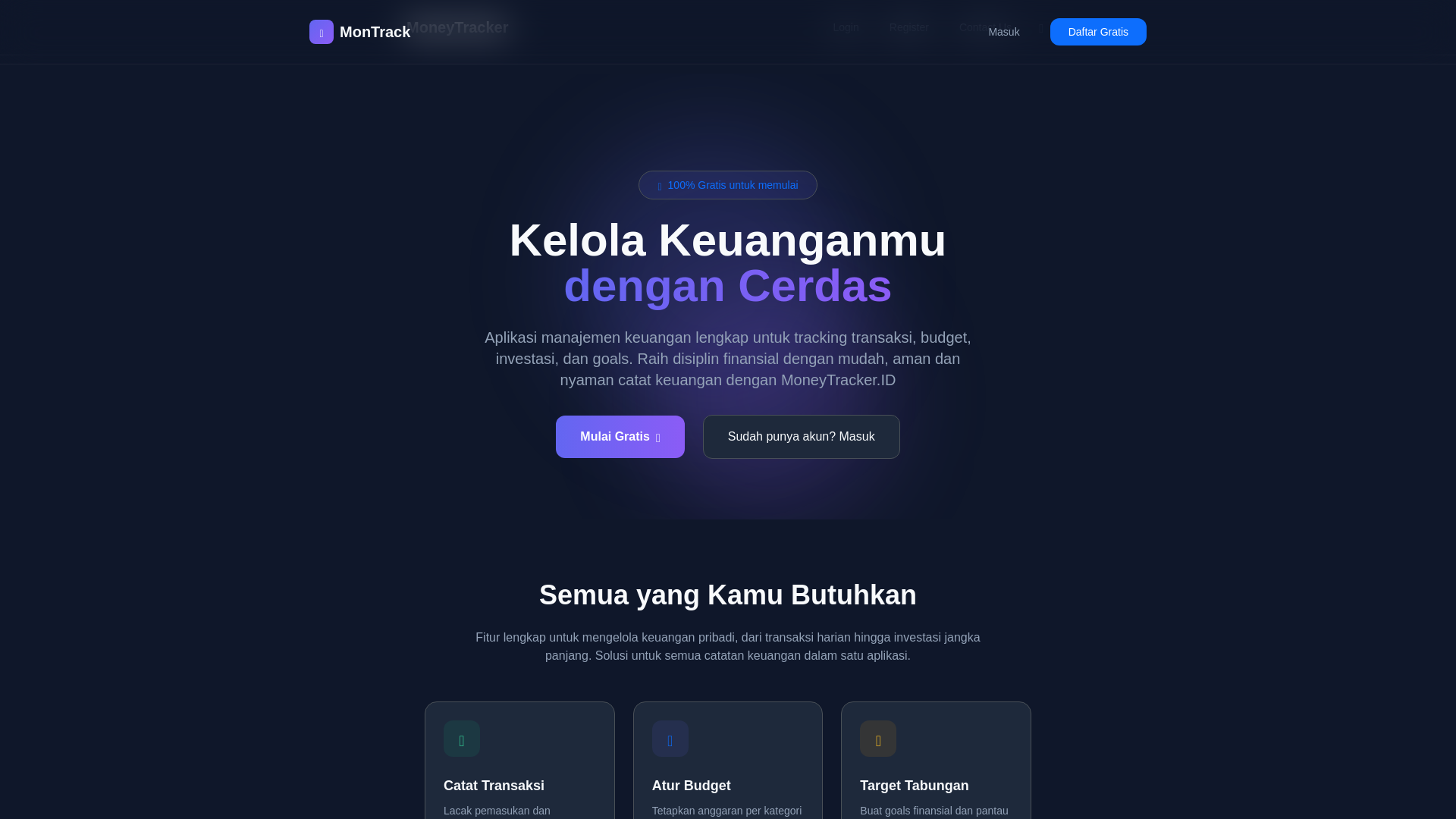 website screenshot of https://moneytracker.id/