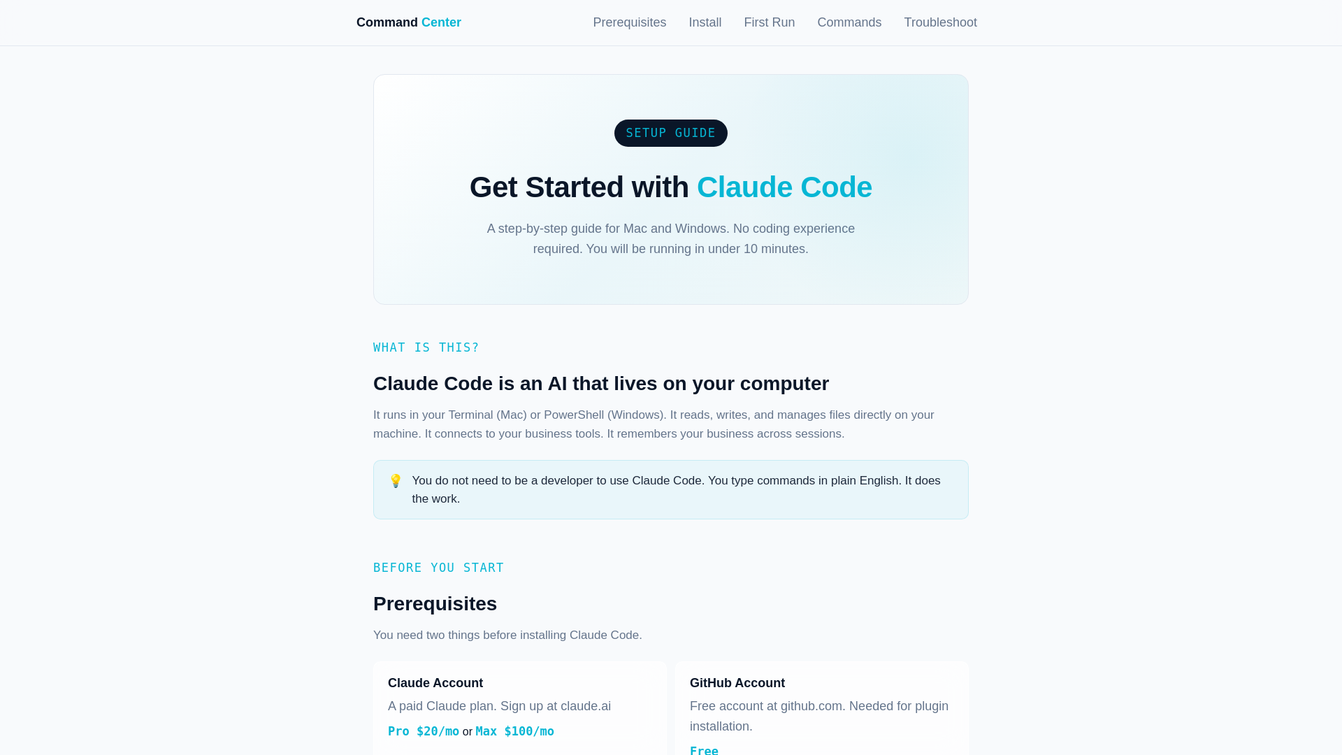 website screenshot of https://cc-setup-guide.pages.dev/