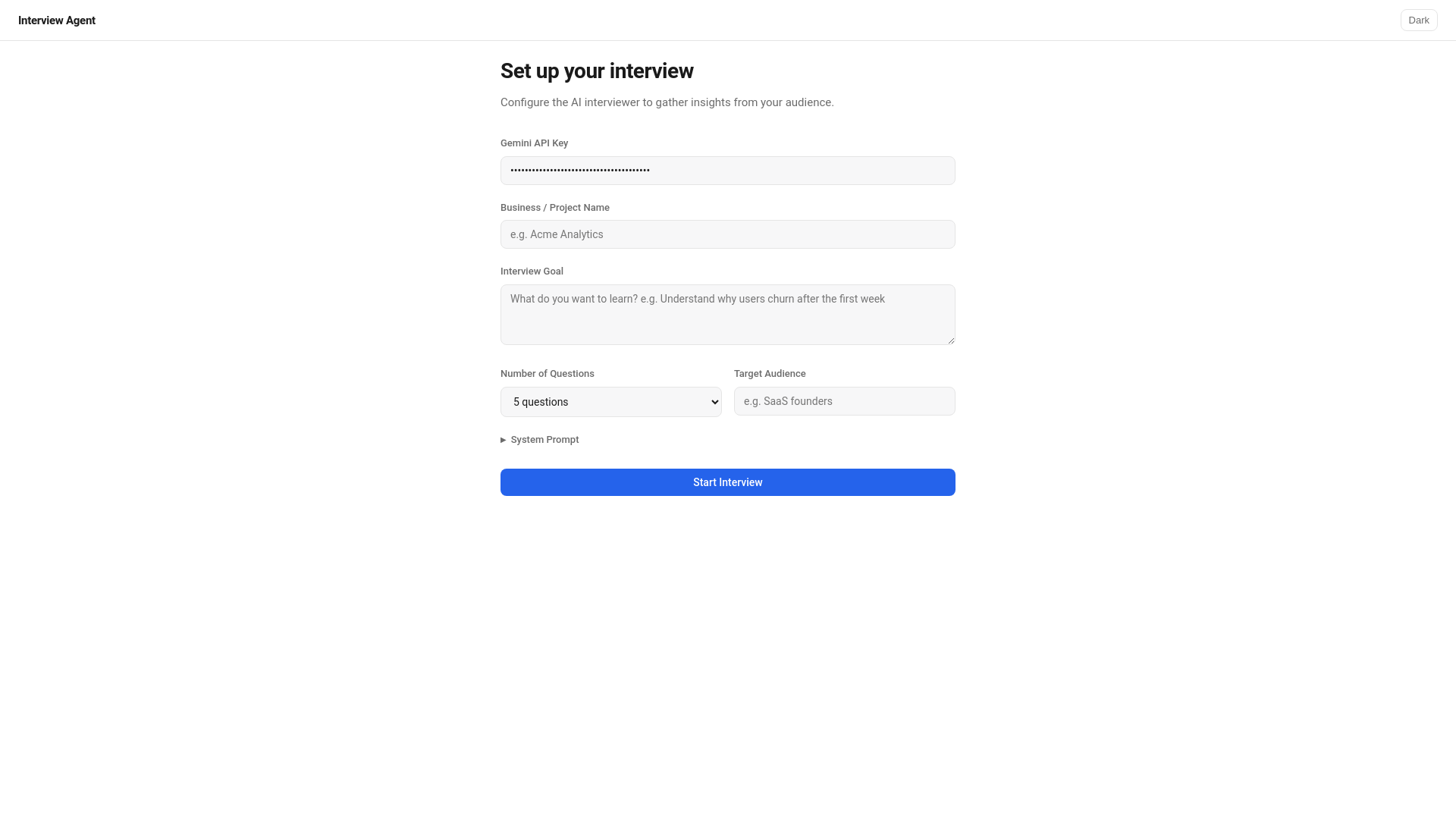 website screenshot of https://interview-agent-1hg.pages.dev/