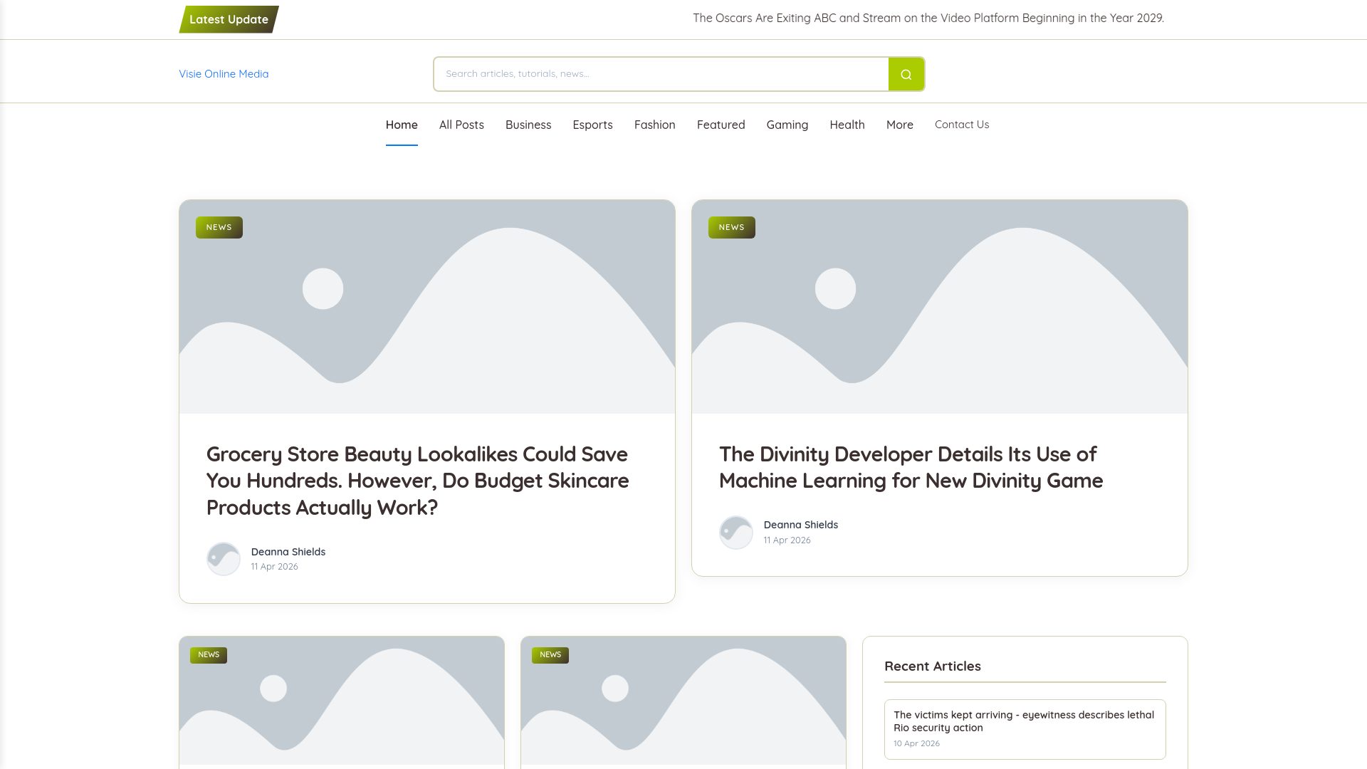 website screenshot of https://visieonlinemedia.nl/