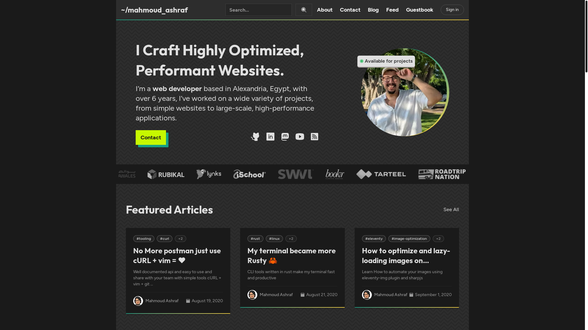 website screenshot of https://mahmoudashraf.dev/