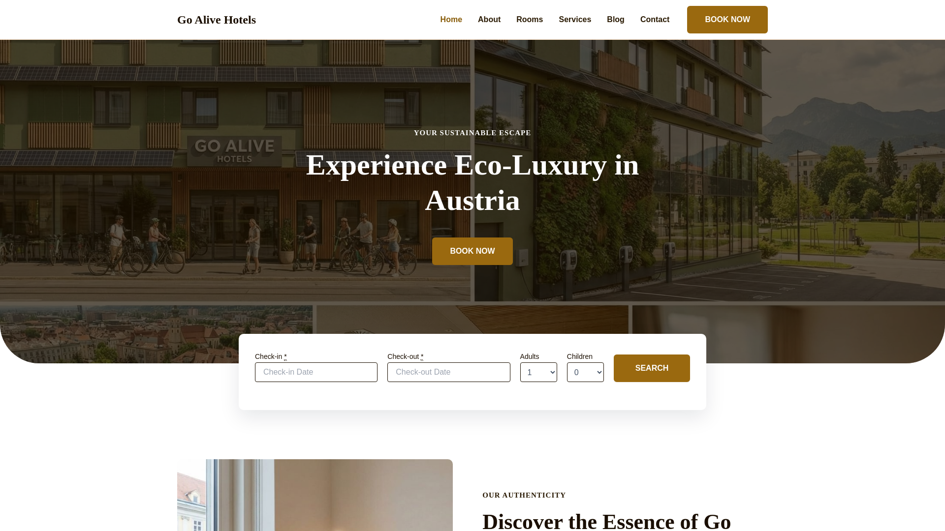website screenshot of https://goalivehotels.com
