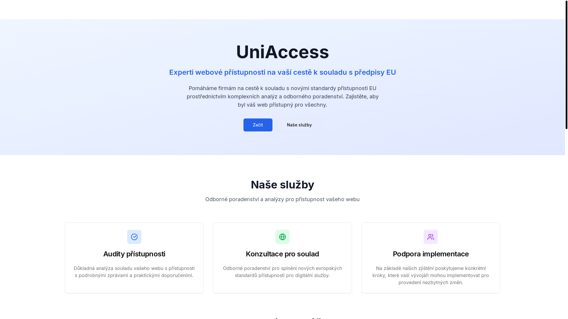 website screenshot of https://uniaccess.cz/