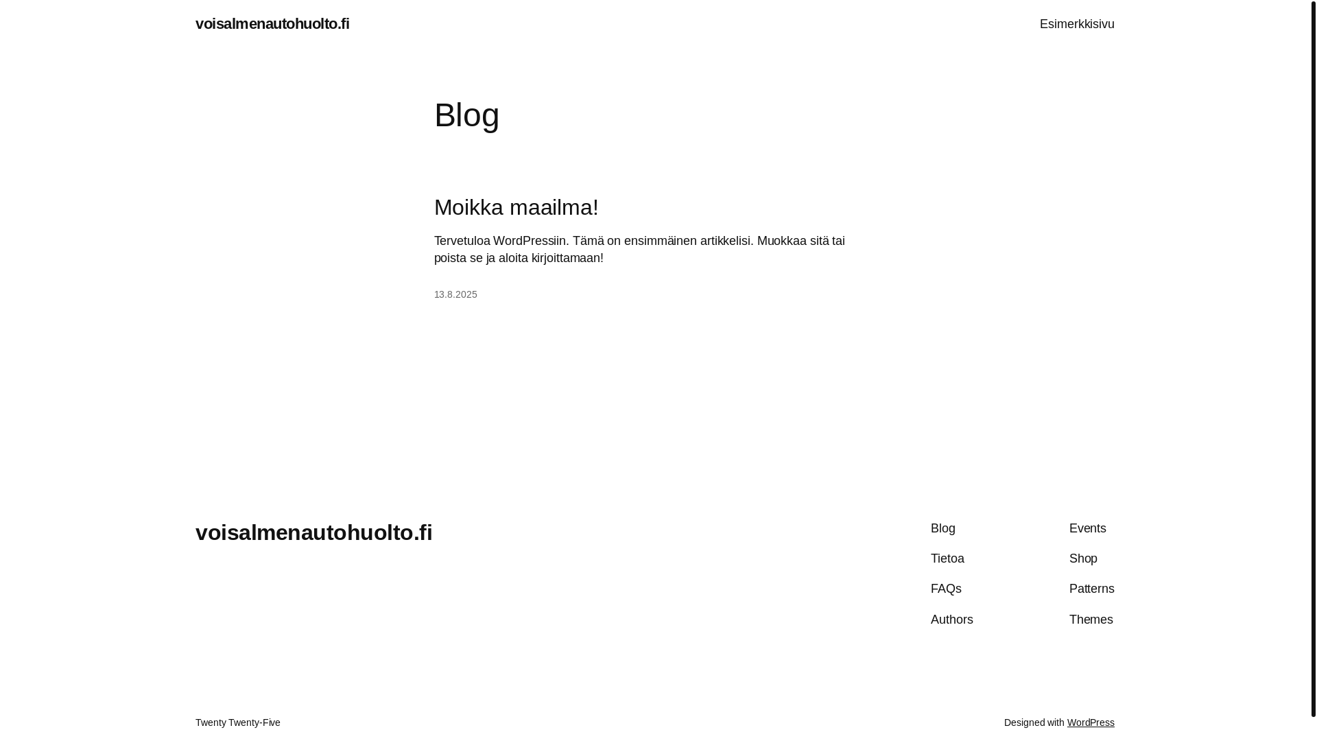 website screenshot of https://voisalmenautohuolto.fi/