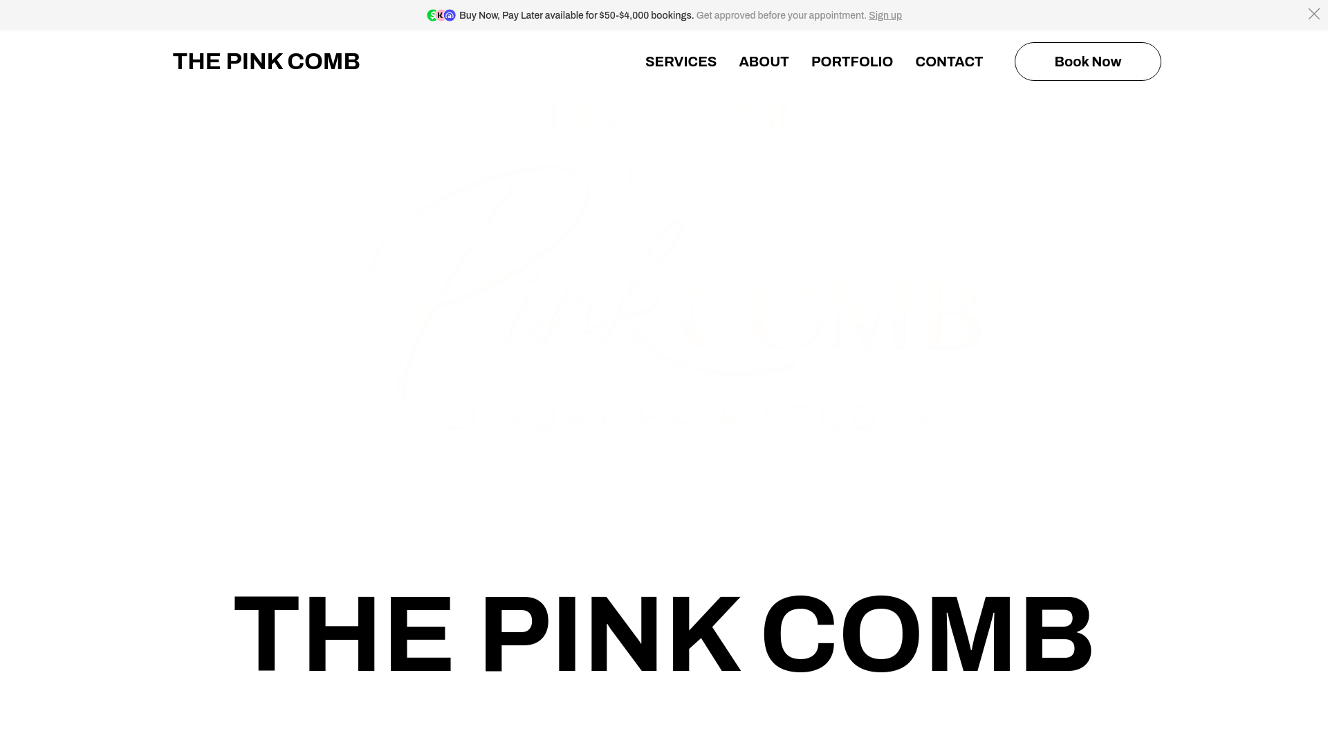 website screenshot of https://thepinkcomb.co/