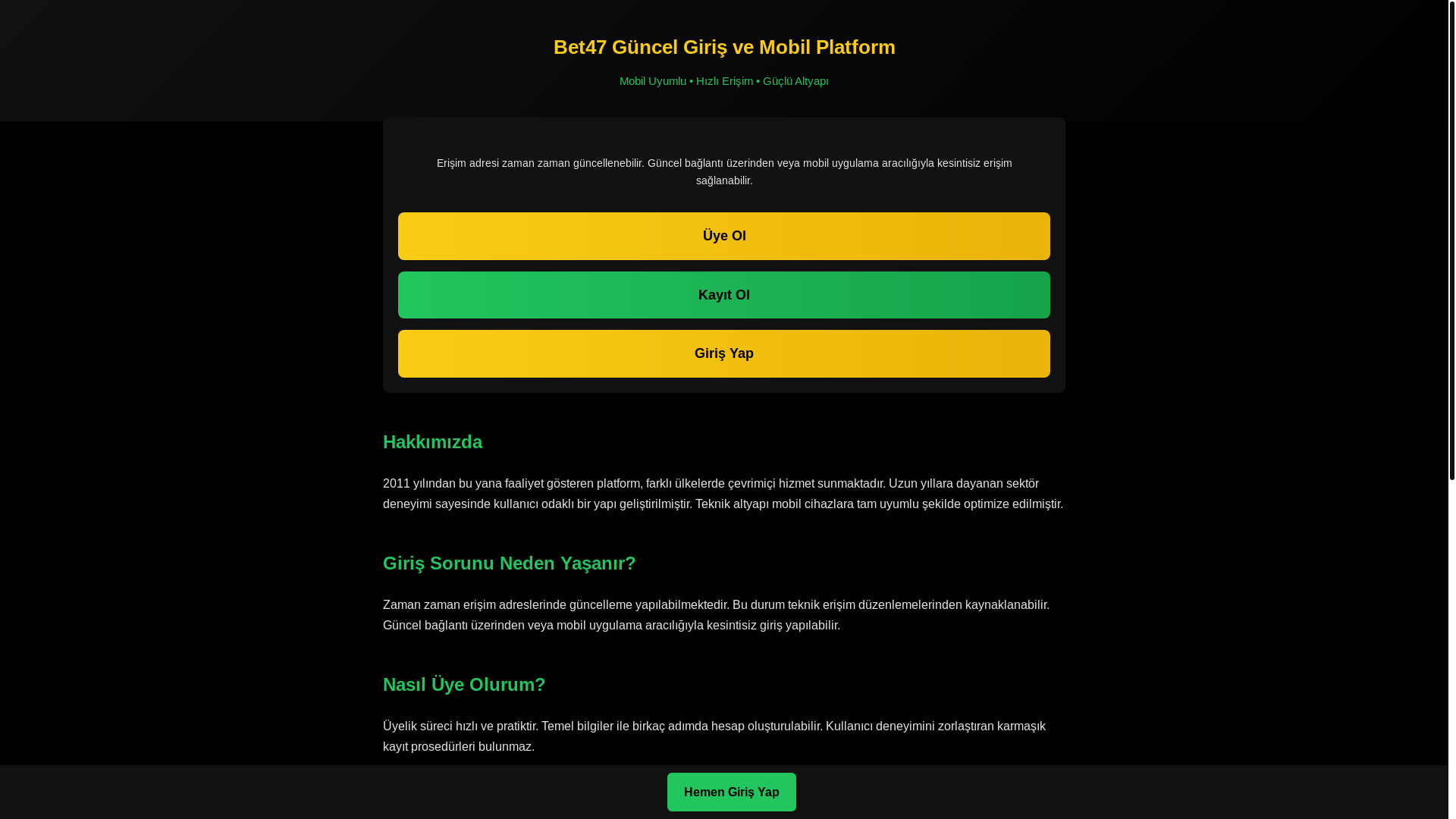 website screenshot of https://bet47giris.com/