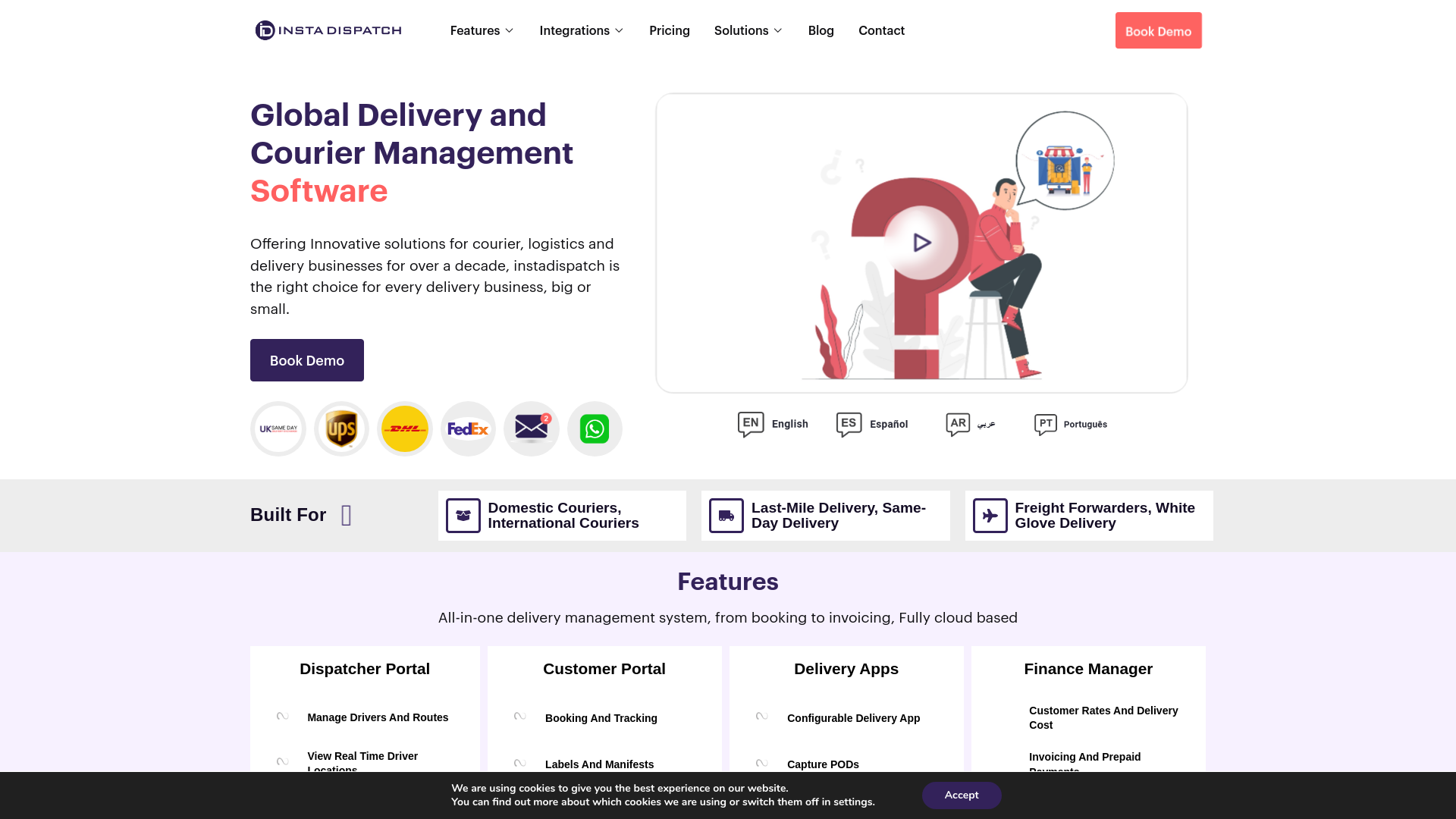 website screenshot of https://instadispatch.com/