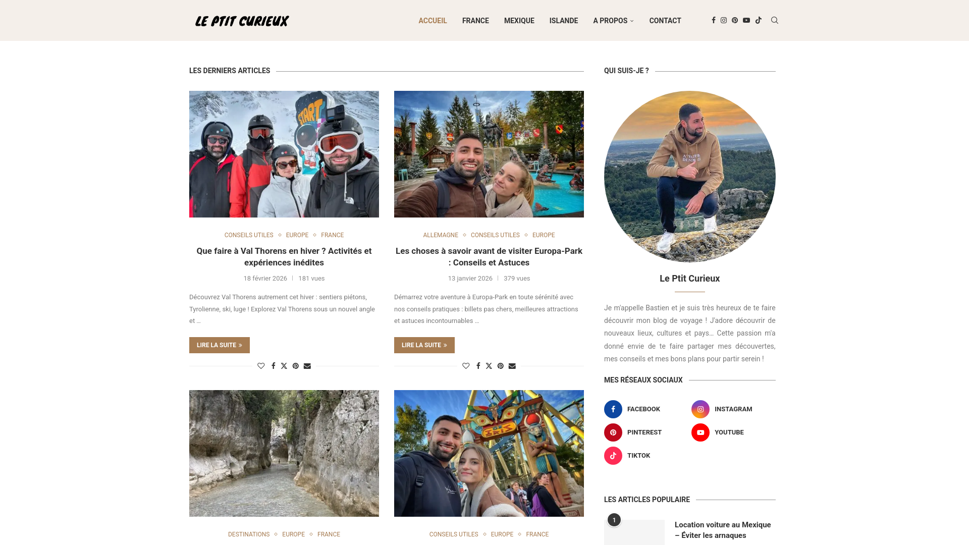 website screenshot of https://leptitcurieux.fr