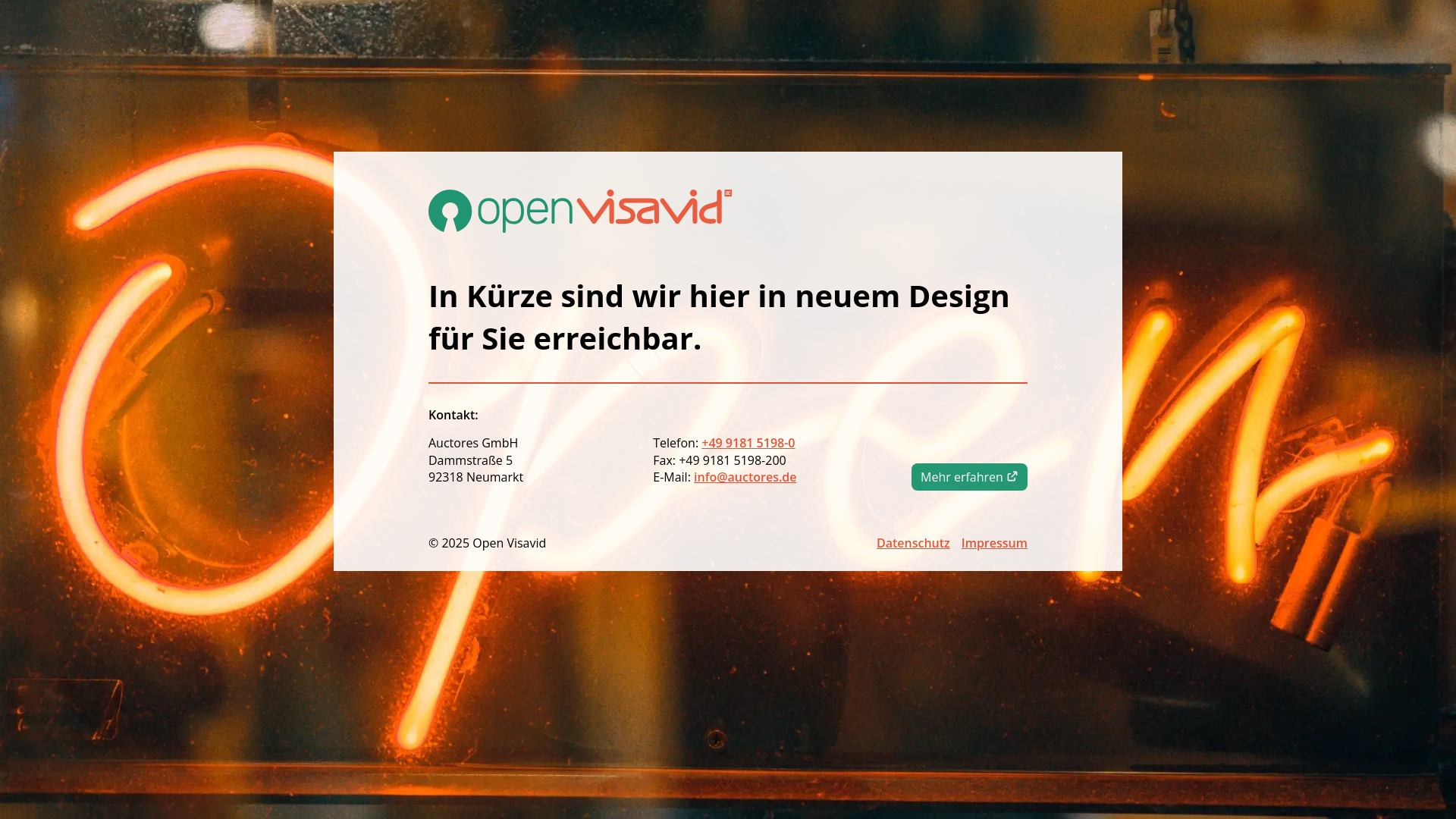 website screenshot of https://openvisavid.de/