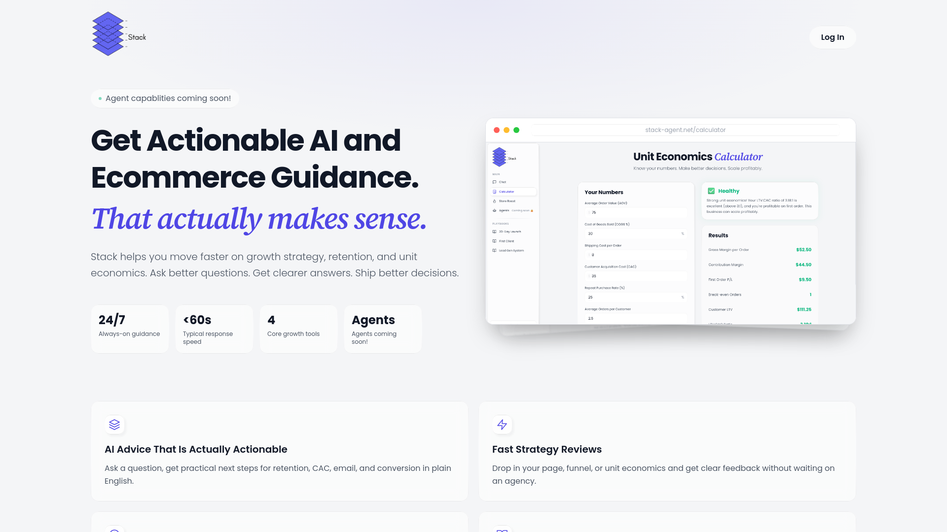 website screenshot of https://stack-agent.net/