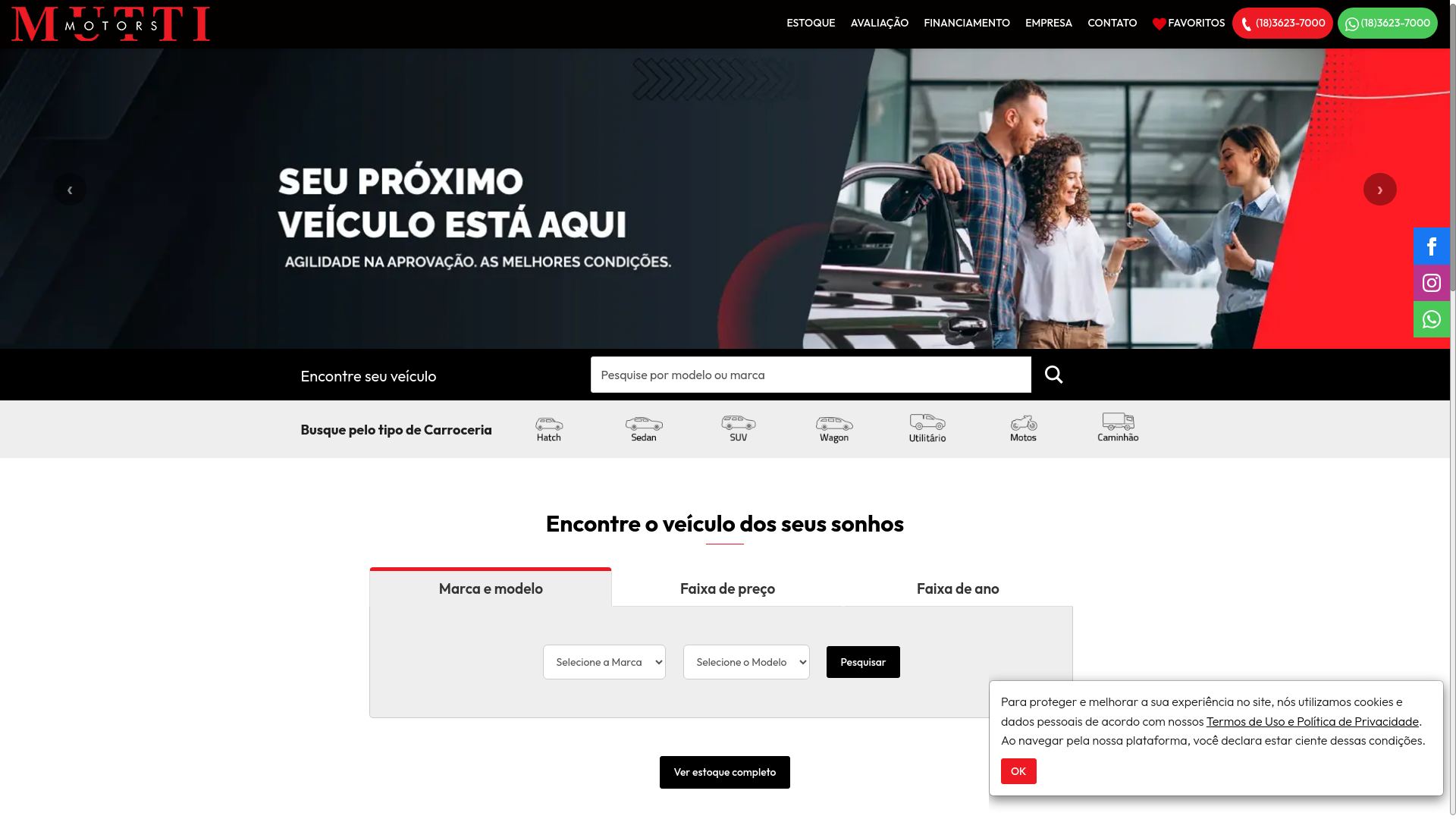 website screenshot of https://muttimotorsata.com.br/