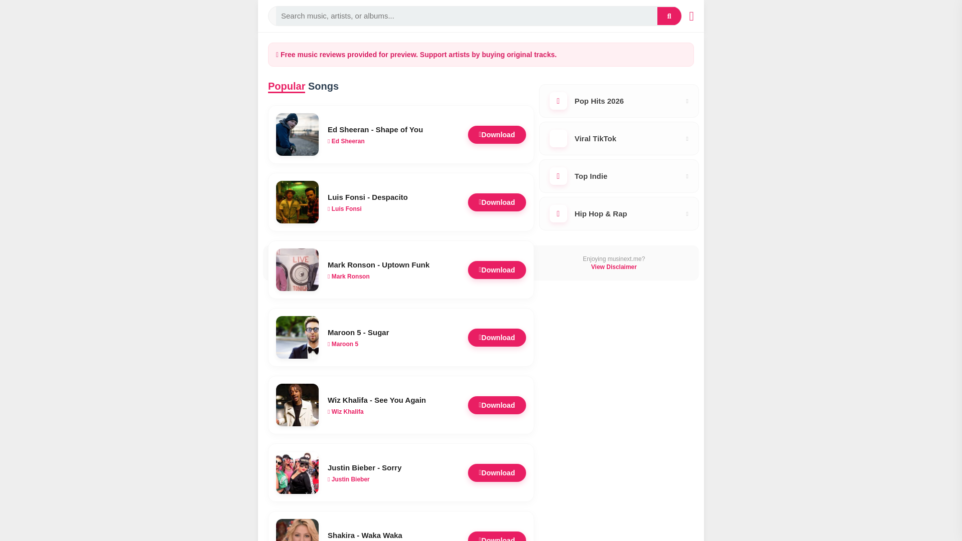 website screenshot of https://musinext.me/