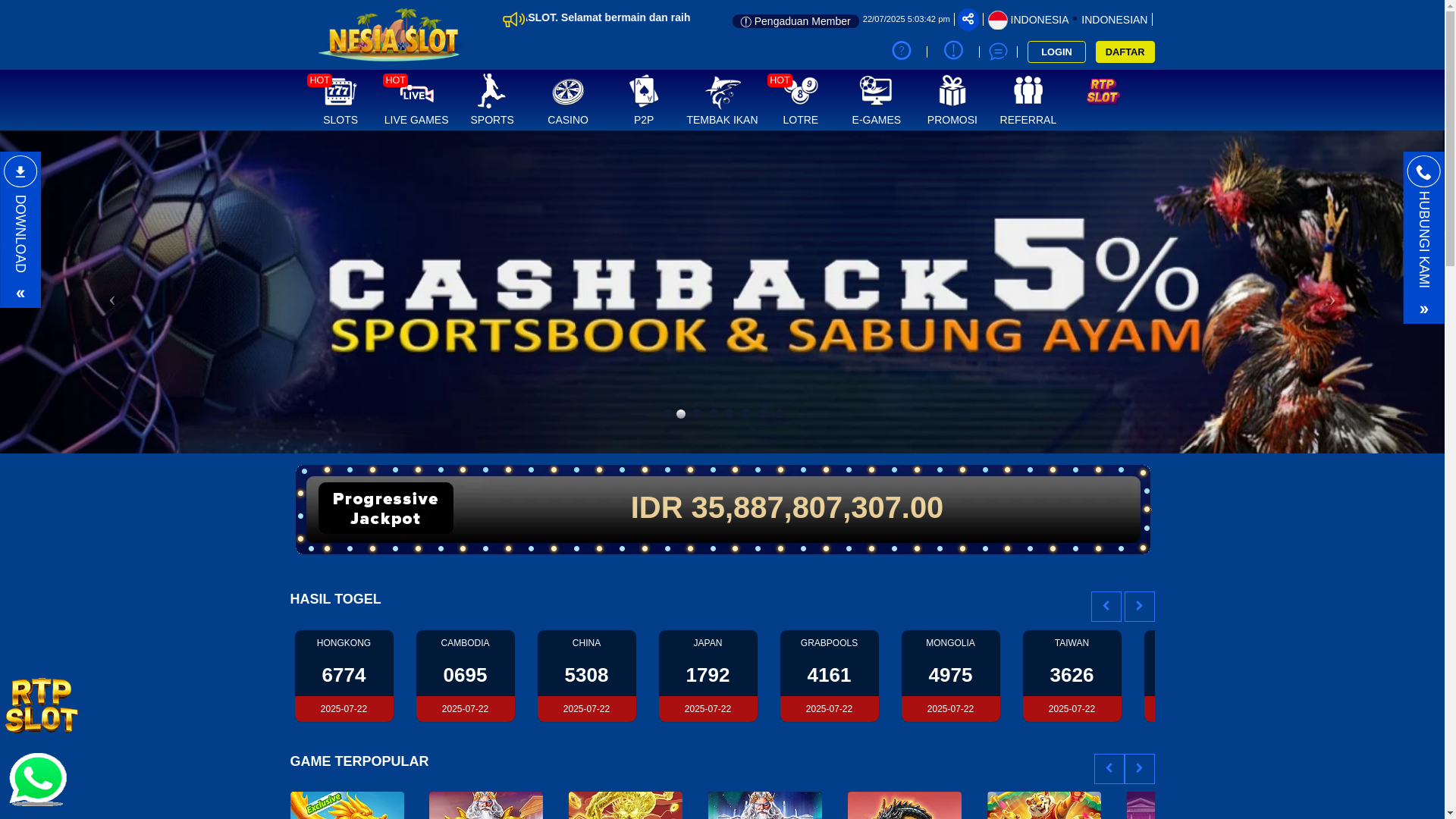 website screenshot of https://nesiaslotterpilihan.site/
