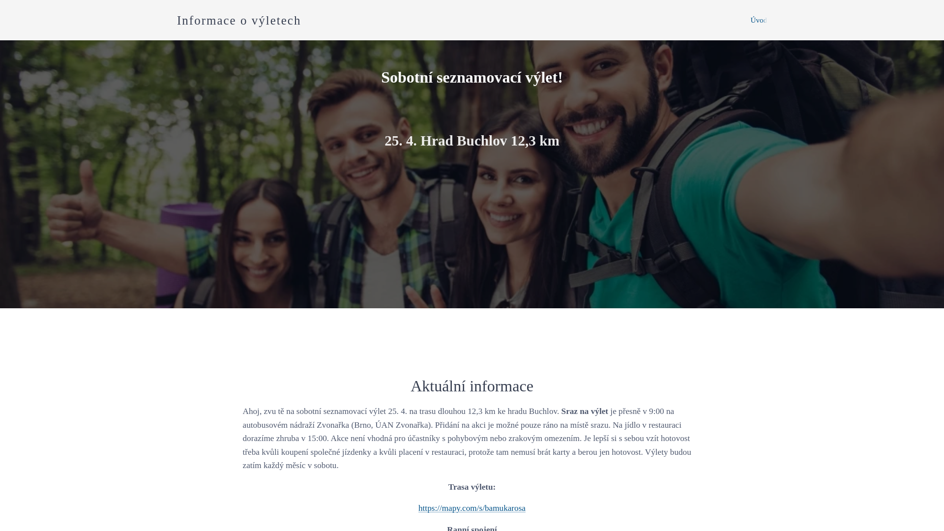 website screenshot of https://vyletni-info.cz