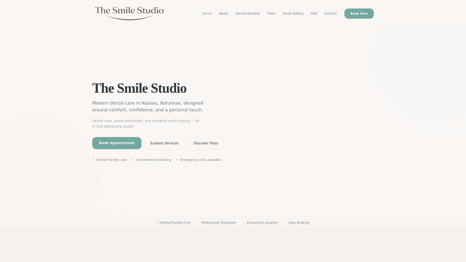 website screenshot of https://thesmilestudiobs.com/