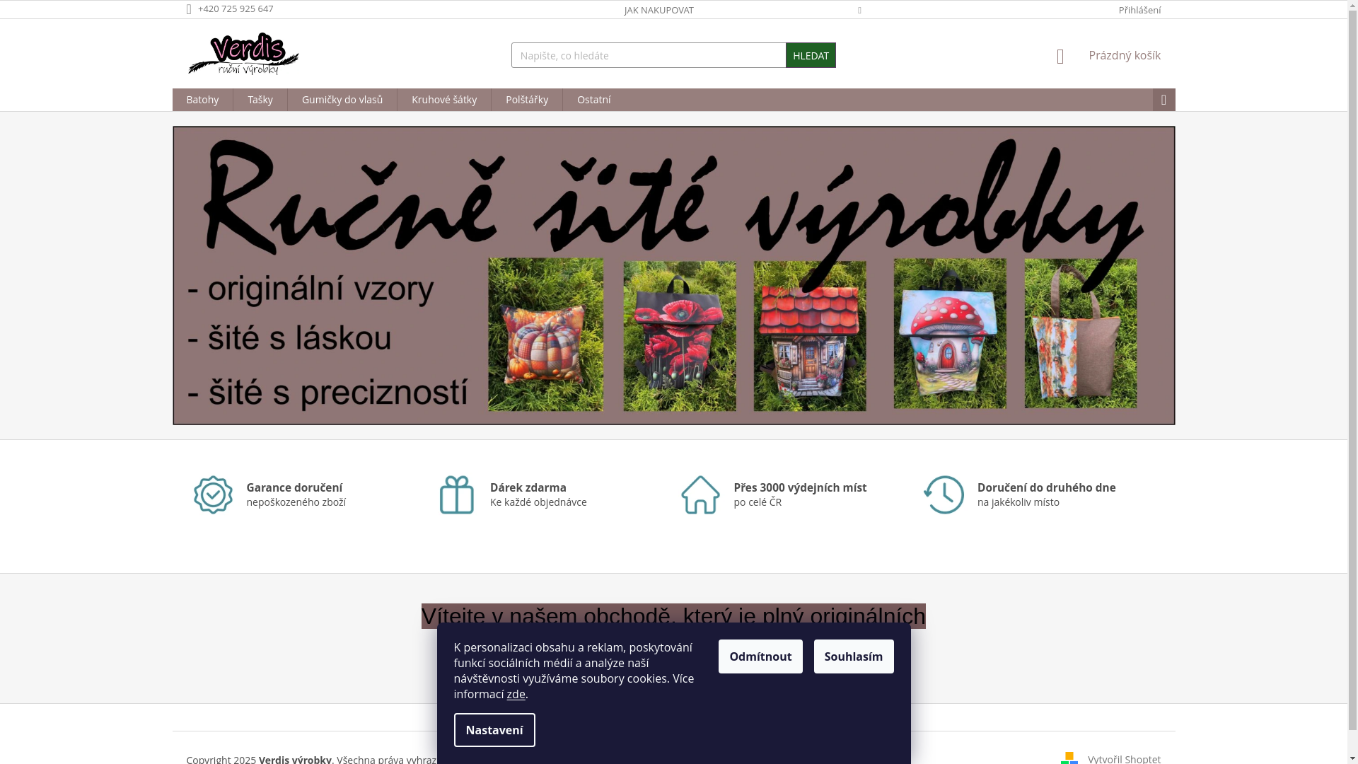 website screenshot of https://verdisvyrobky.cz/