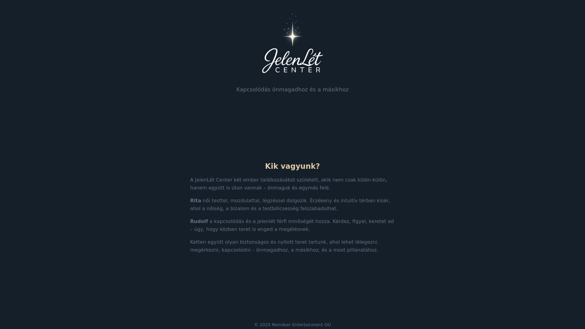 website screenshot of https://jelenlet.center/