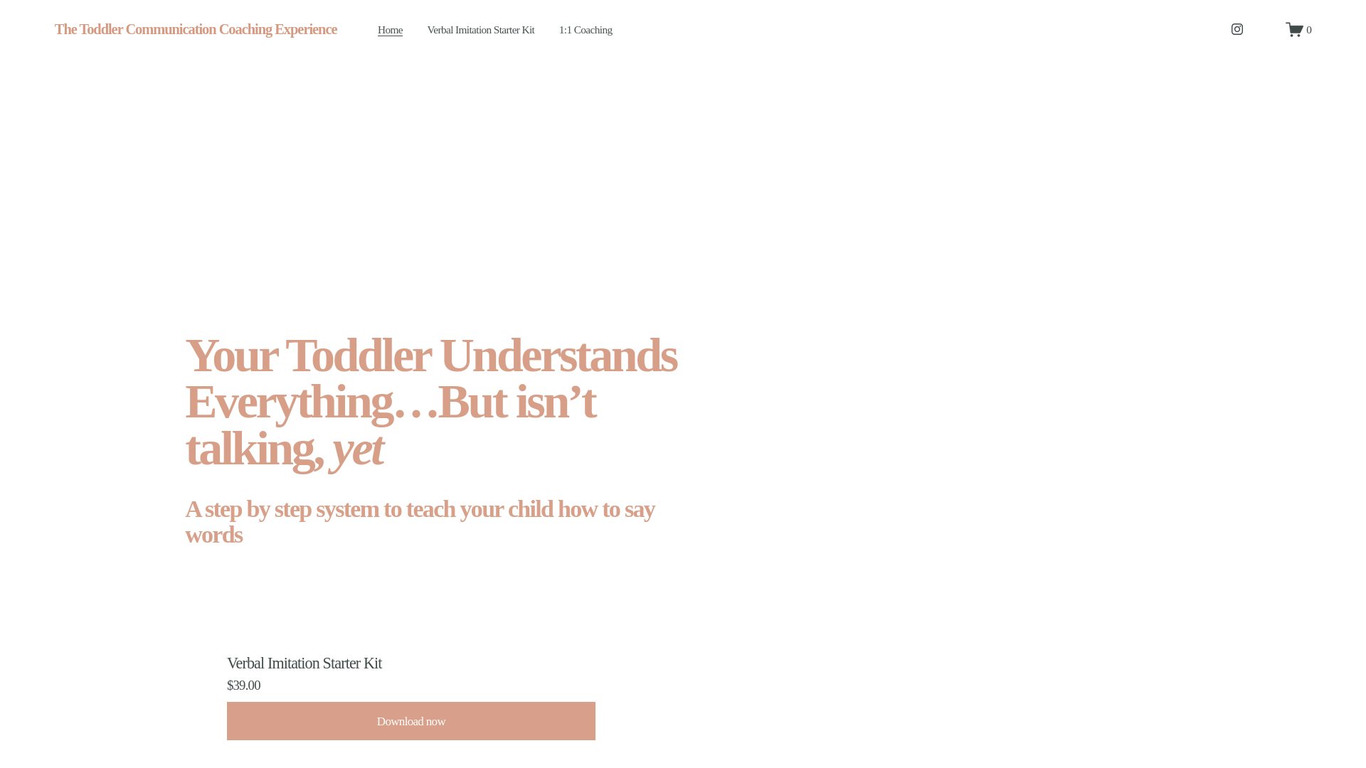 website screenshot of https://thetoddlertalkcoach.com/