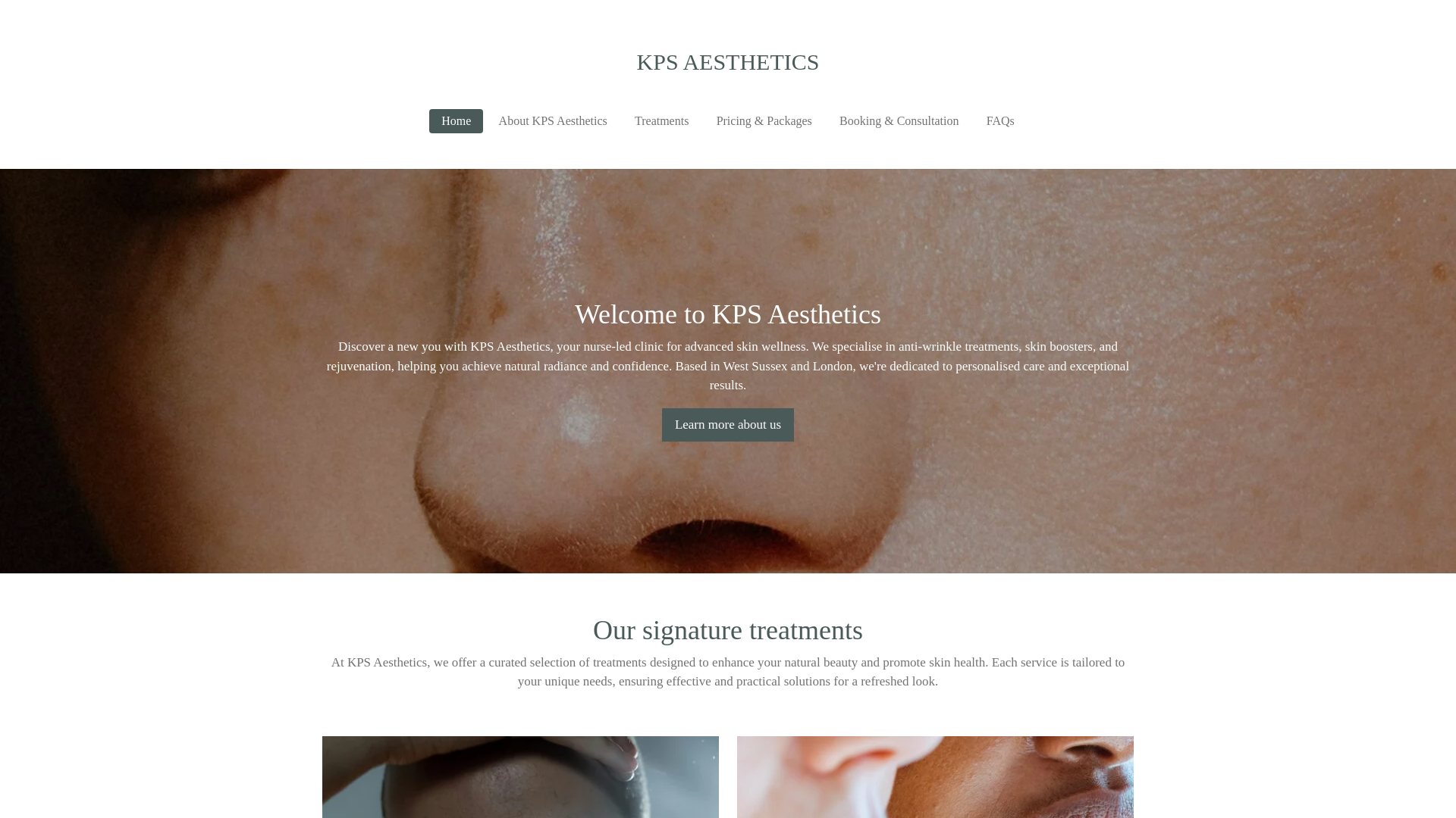 website screenshot of https://kpsaesthetics.co.uk