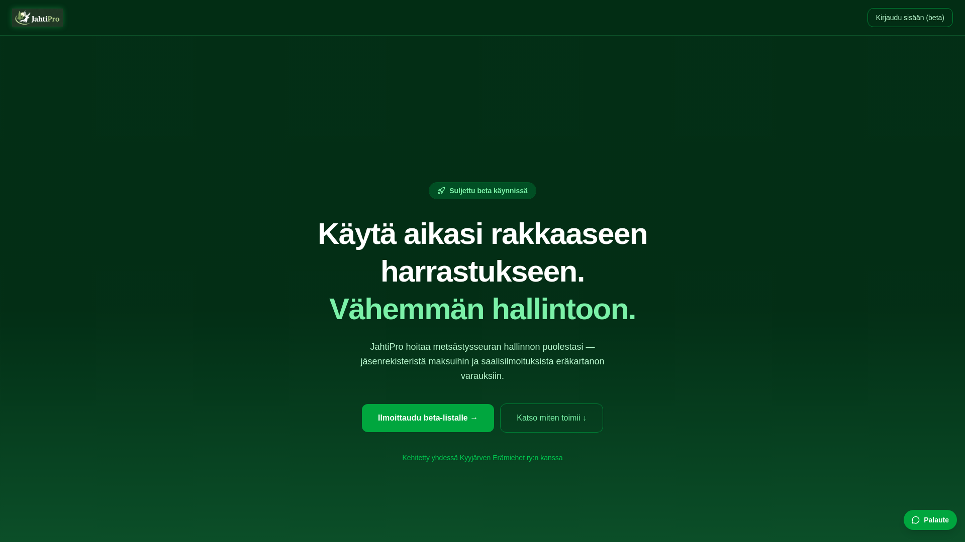 website screenshot of https://jahtipro.fi/
