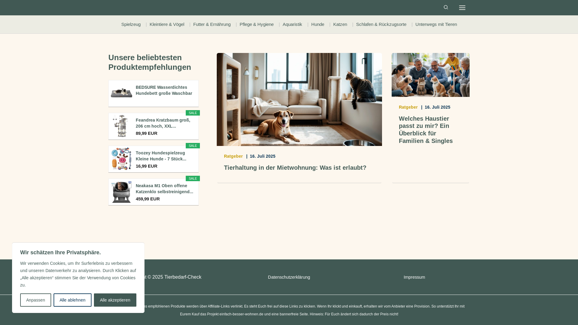website screenshot of https://tierbedarf-check.de/