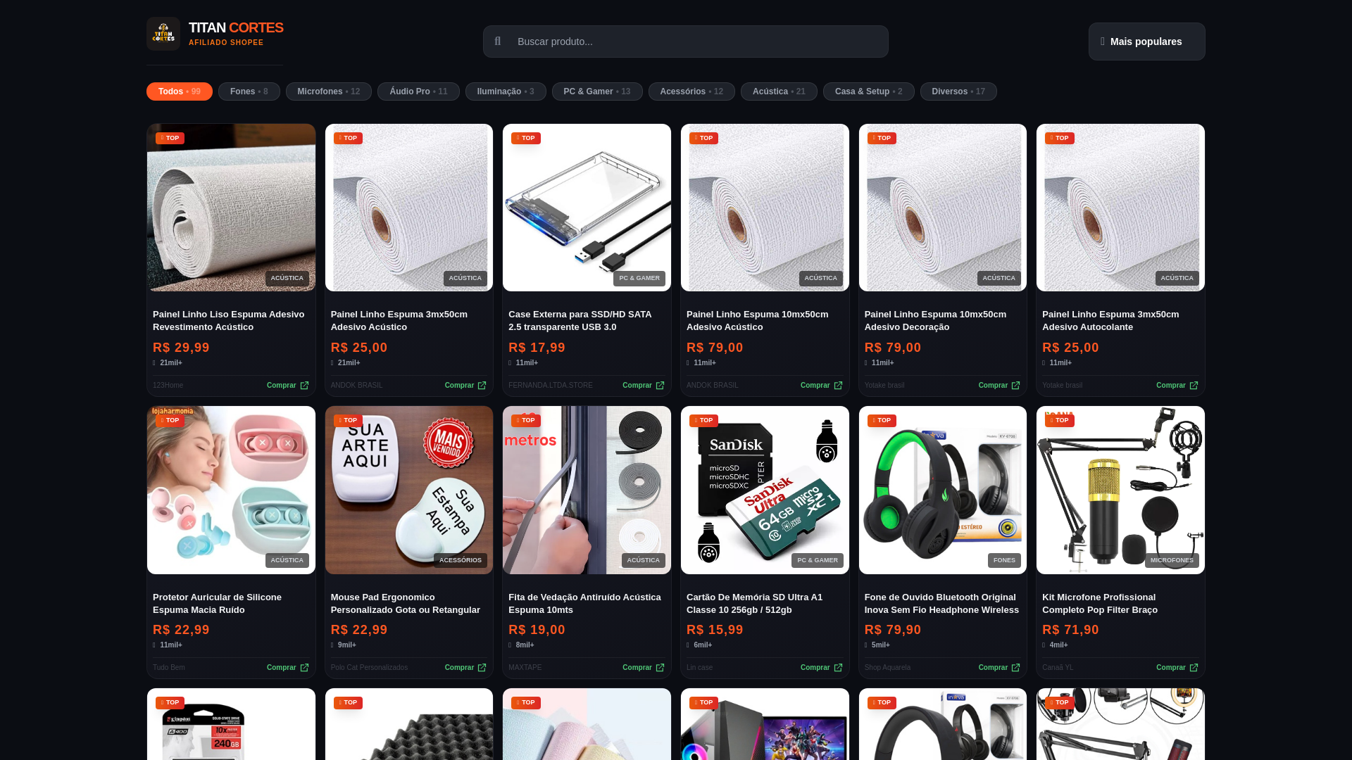 website screenshot of https://titancortesafiliado.shop/