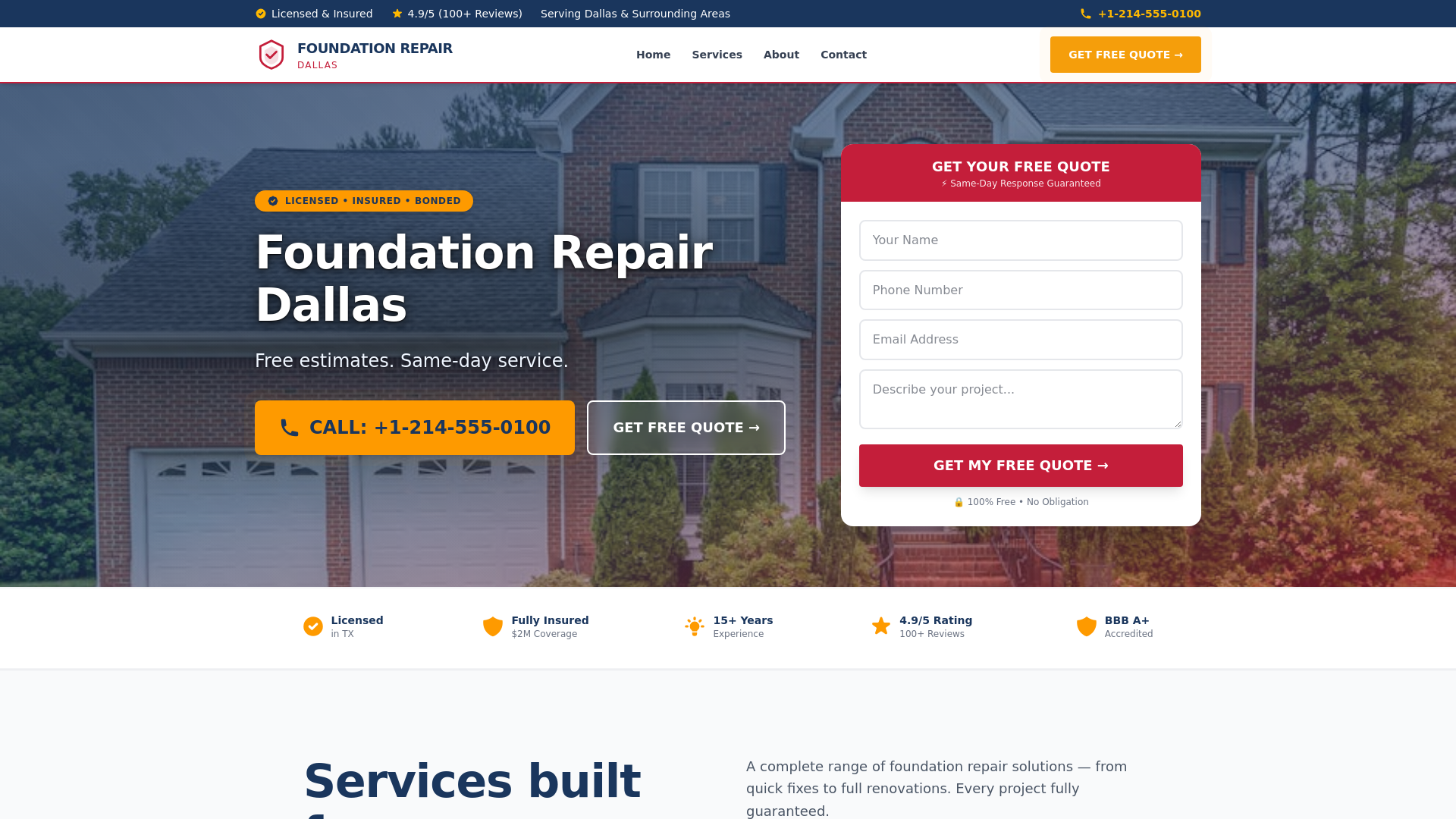 website screenshot of https://foundationrepairdallas.pages.dev/