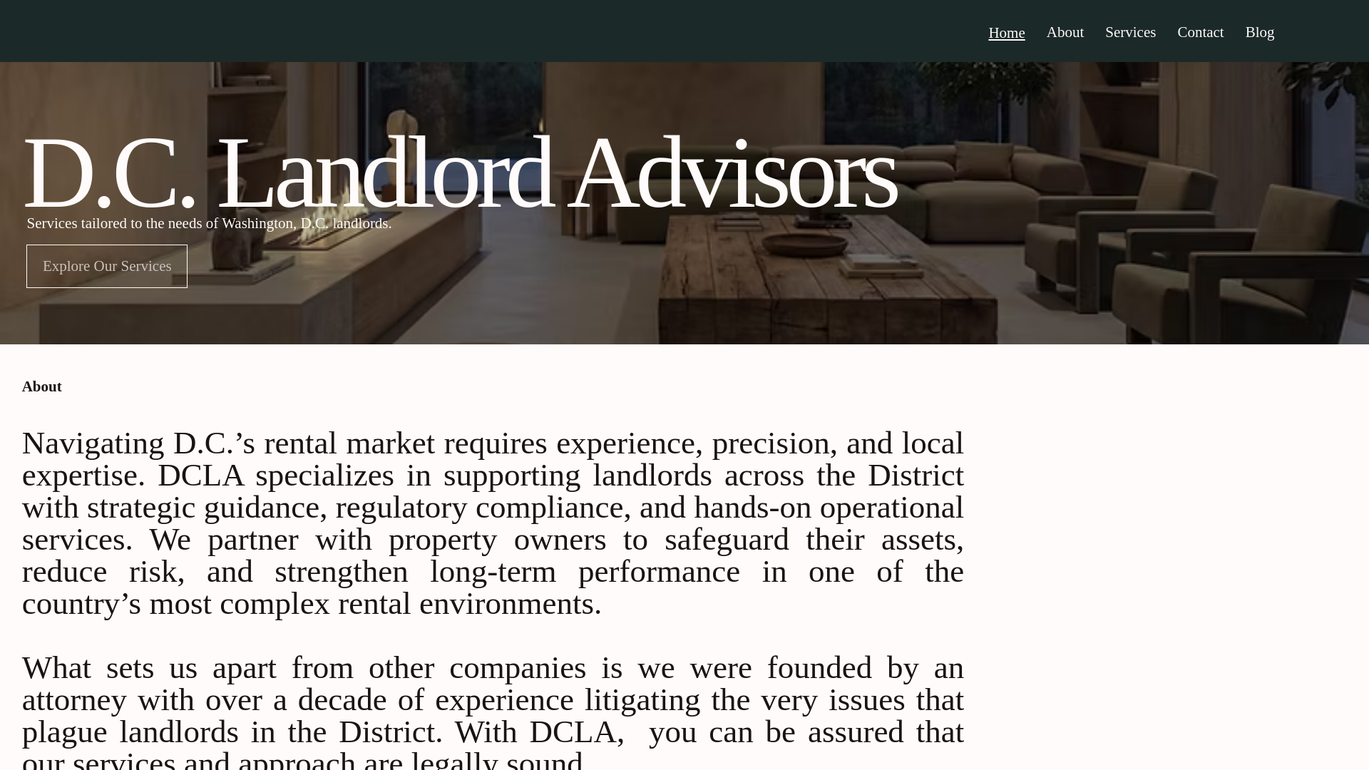 website screenshot of https://dclandlordadvisors.com/