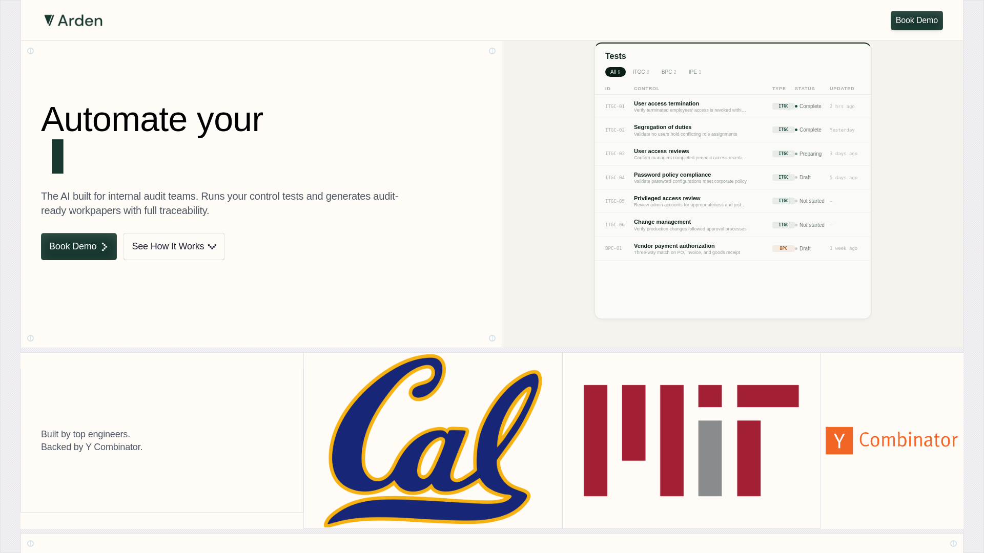 website screenshot of https://ardentech.ai