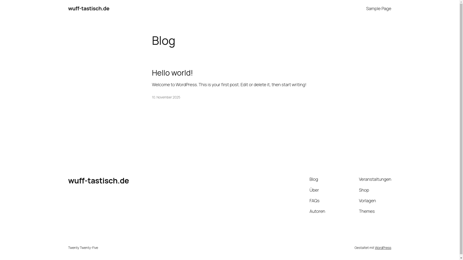 website screenshot of https://wufftastisch.eu/