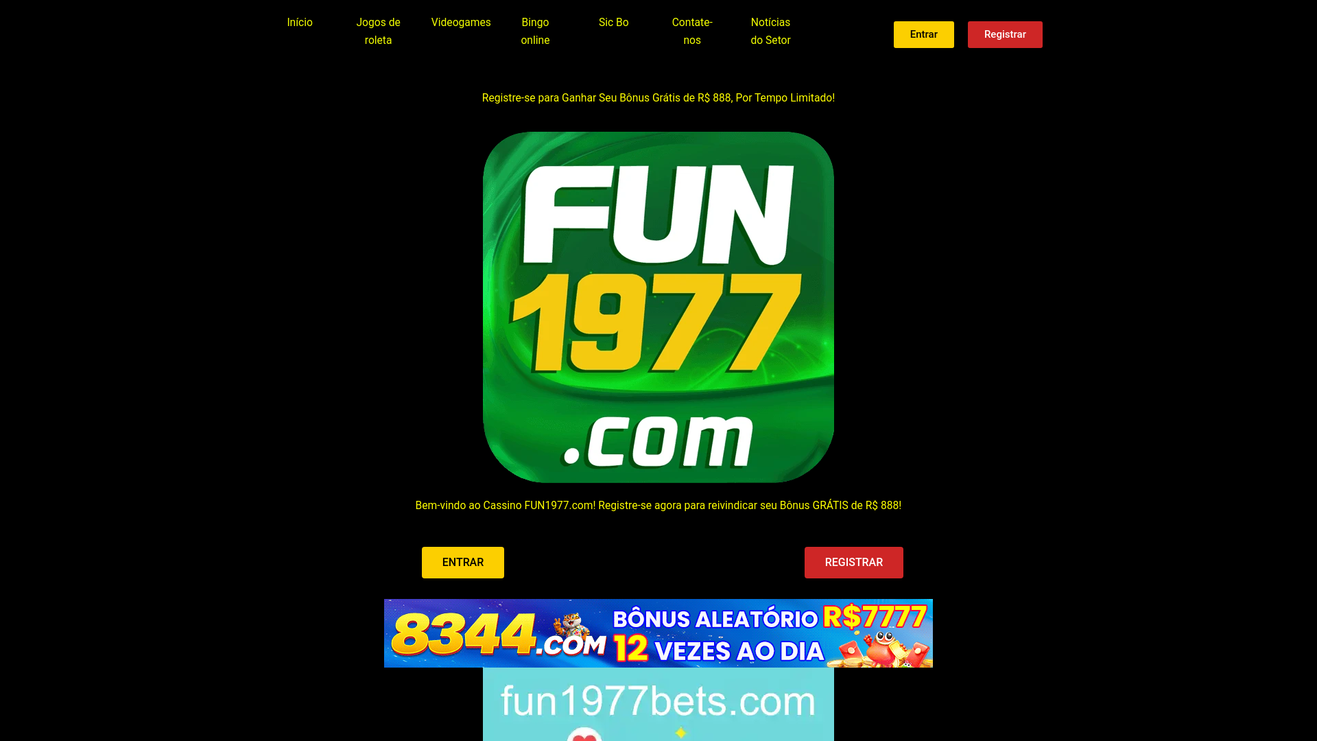 website screenshot of https://fun1977bets.com/