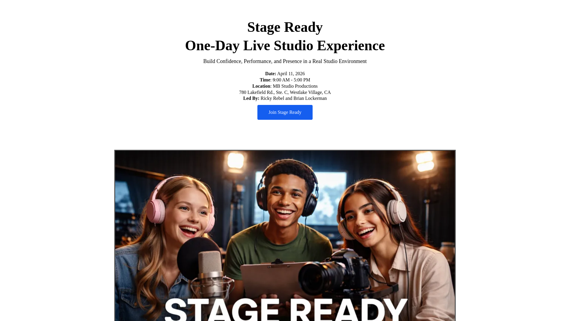 website screenshot of https://joinstageready.com/