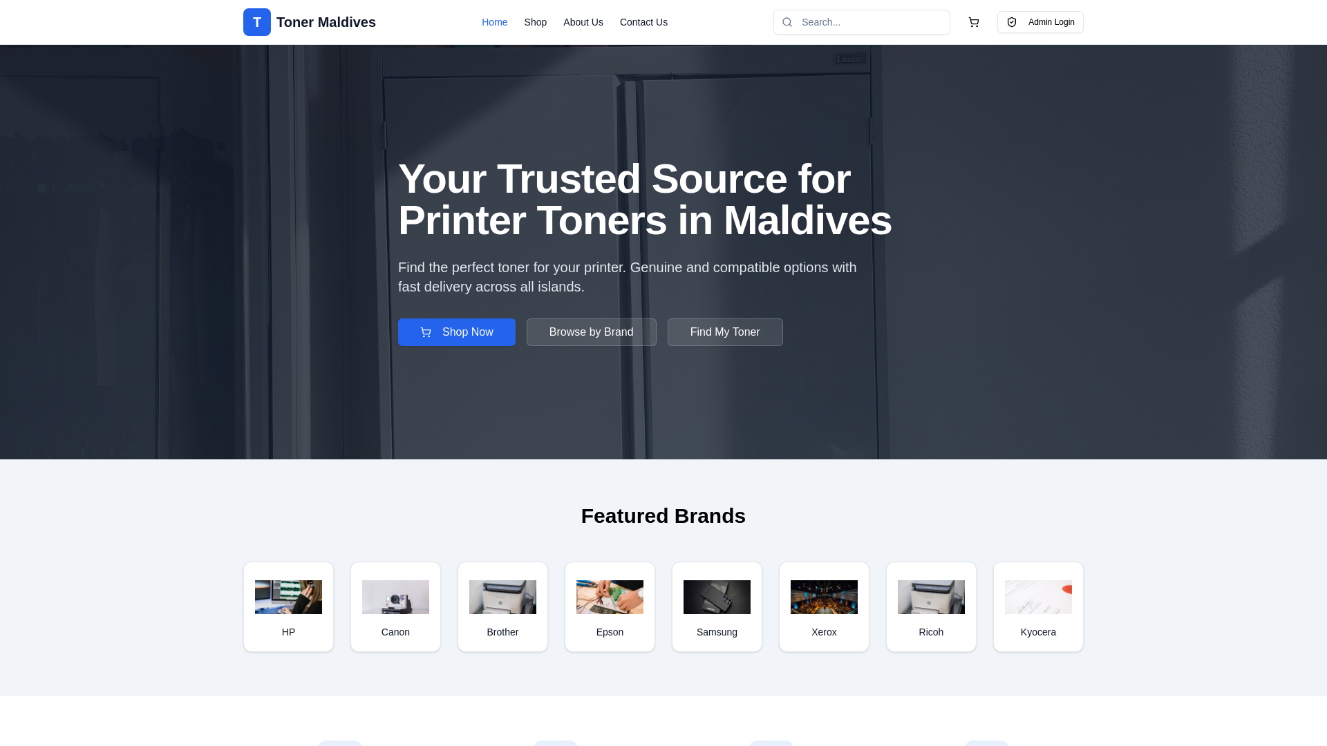 website screenshot of https://toner.mv/