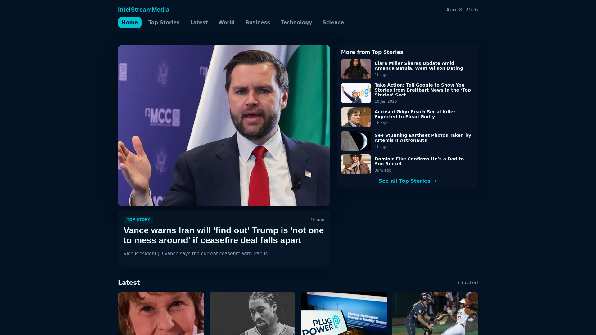 website screenshot of https://intelstreammedia.com