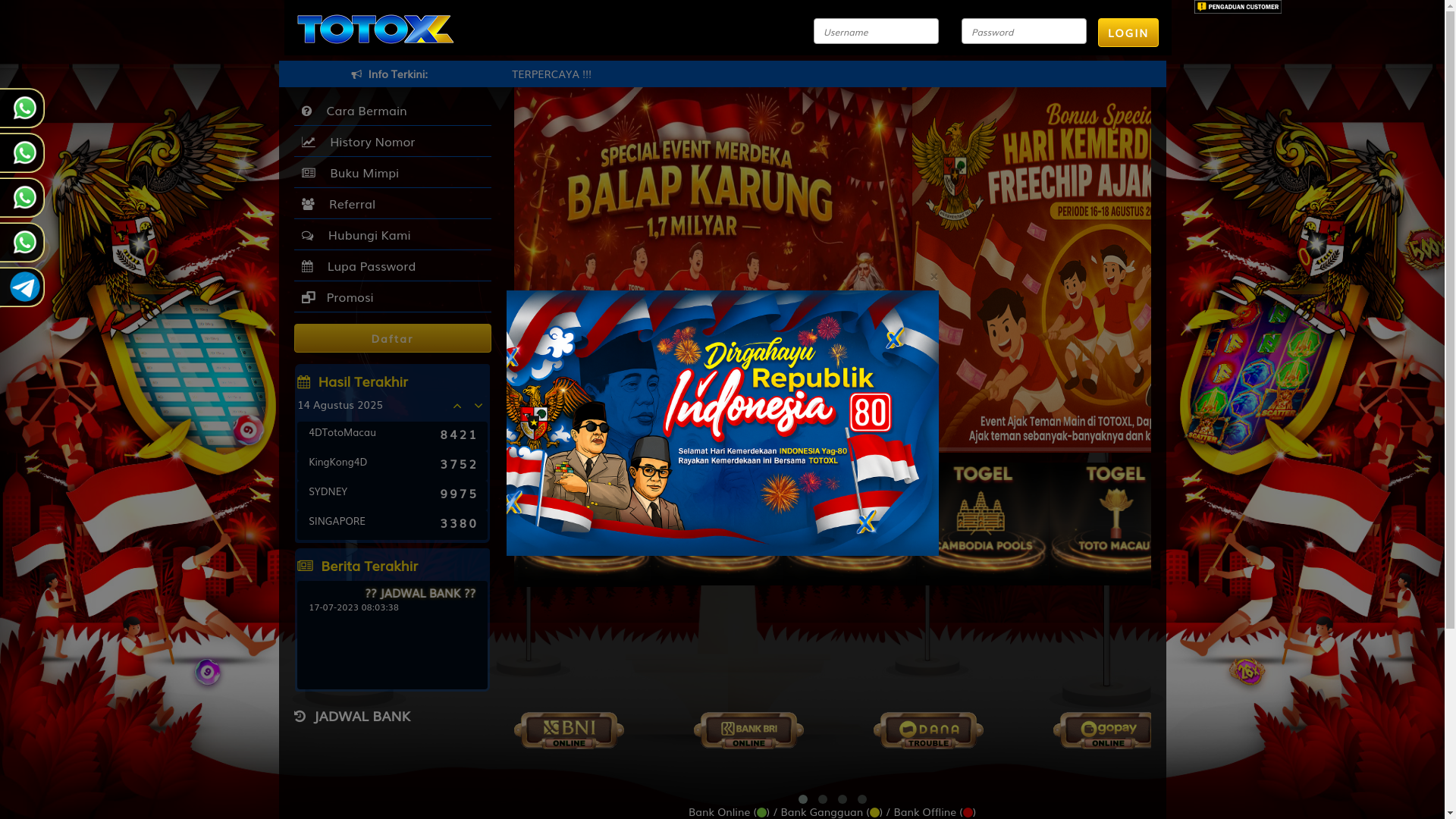 website screenshot of https://totoxlmenang.com/