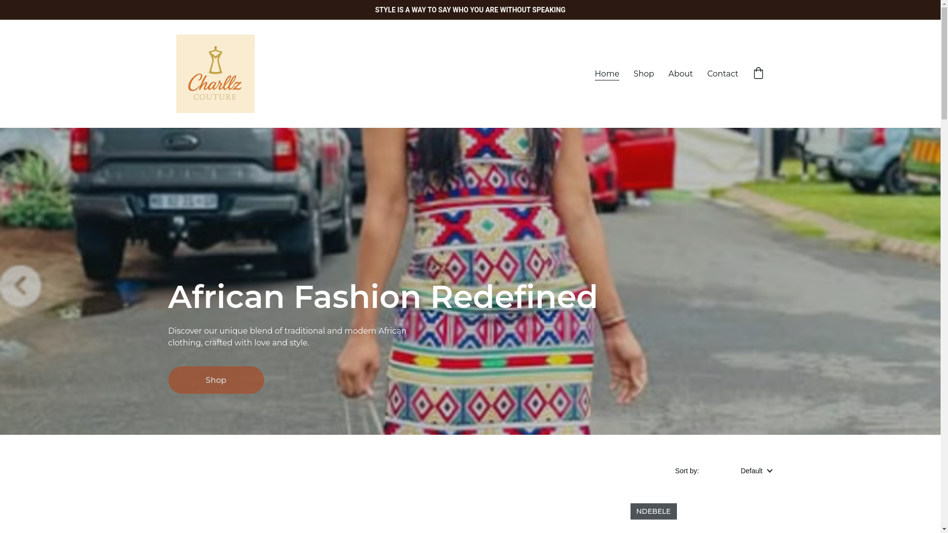 website screenshot of https://charllzcouture.co.za/