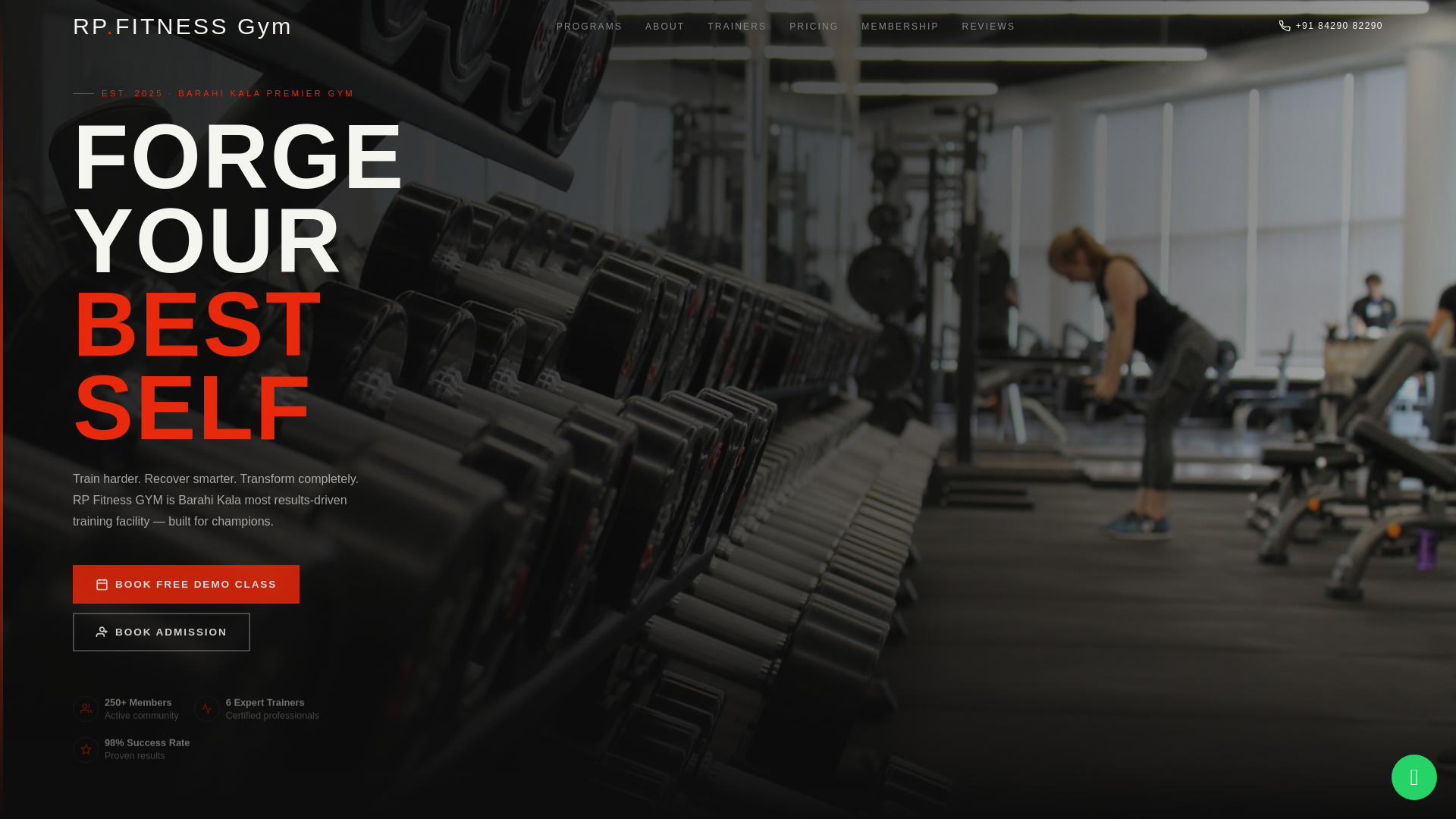 website screenshot of https://rpfitnessgym.in