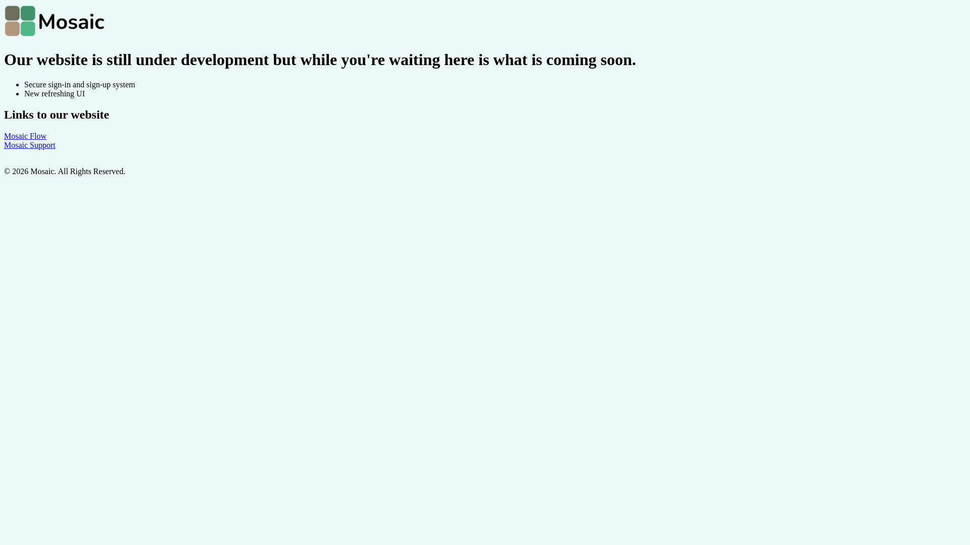 website screenshot of https://mosaicdev.co.uk/