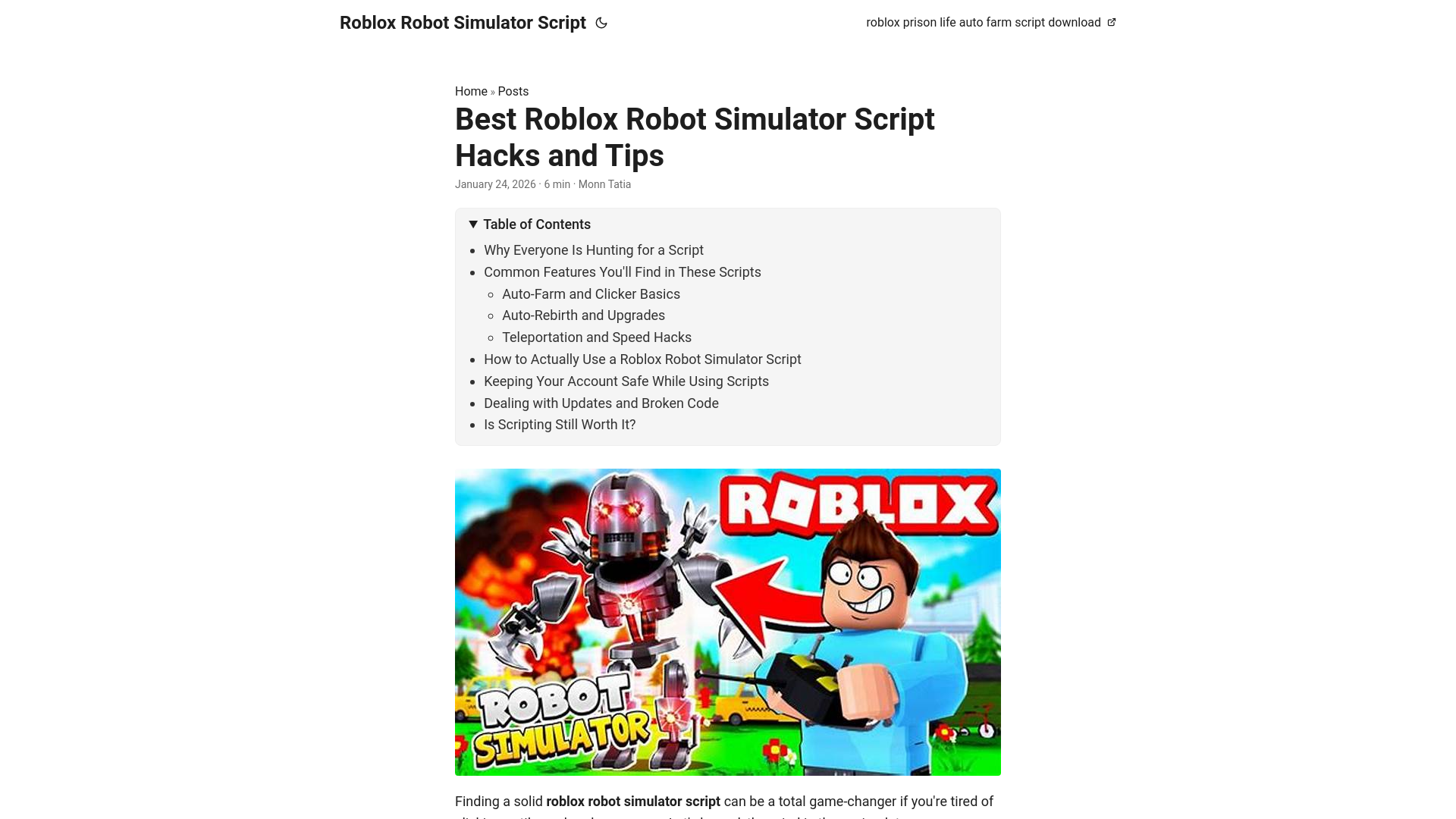 website screenshot of https://roblox-robot-simulator-script.pages.dev/