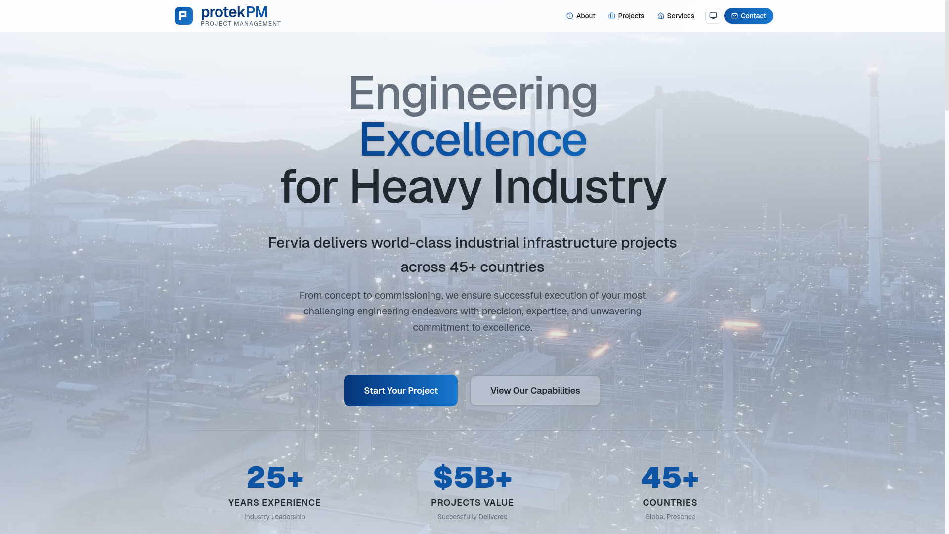 website screenshot of https://protekpm.eu/