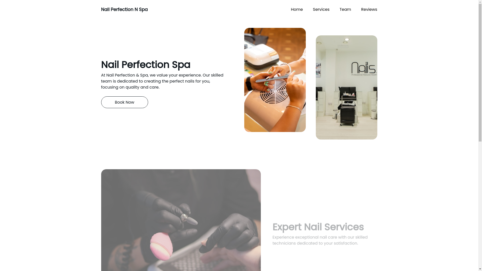 website screenshot of https://nailperfectionnspa.com/