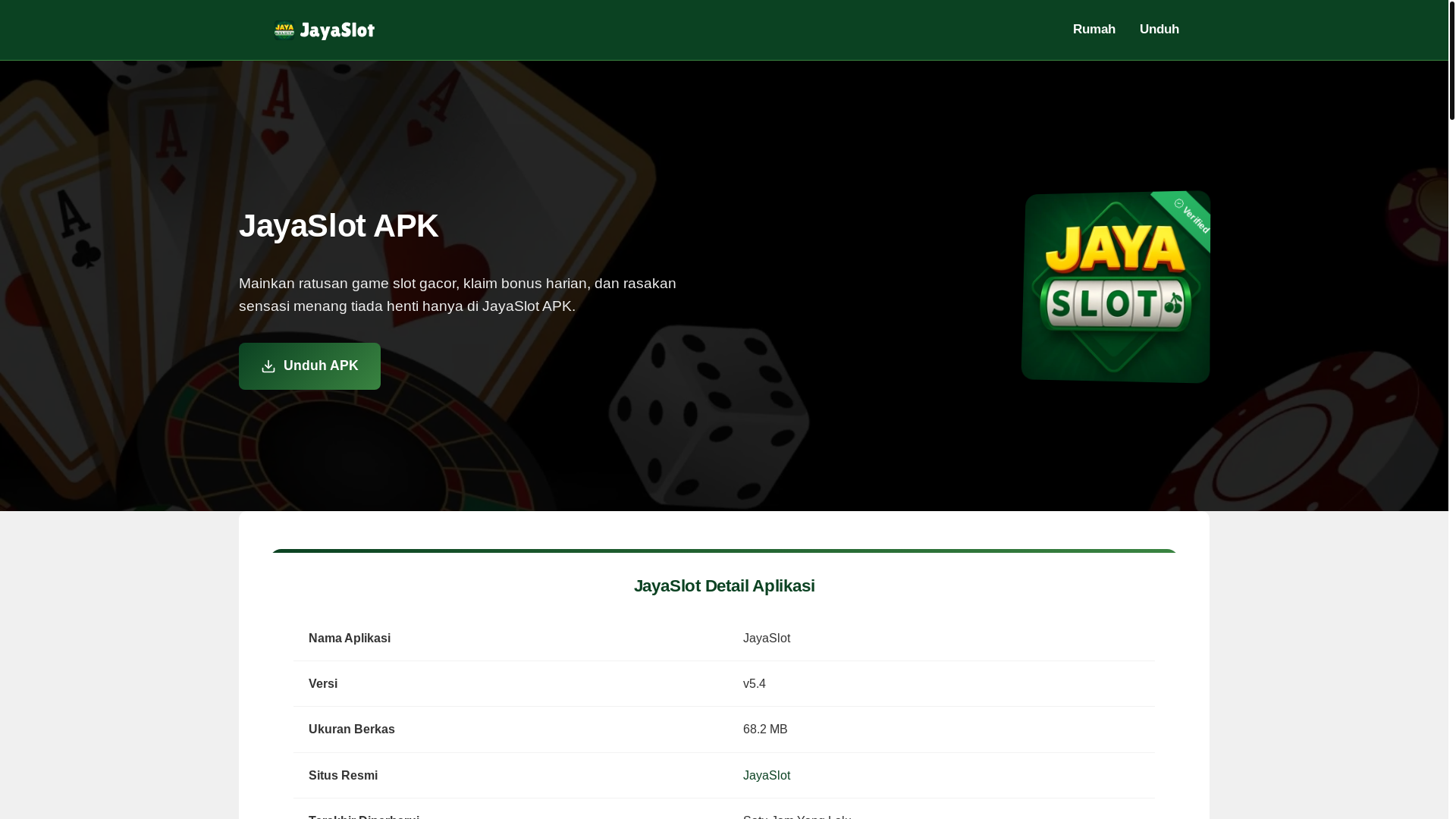 website screenshot of https://jayaslothd.id/