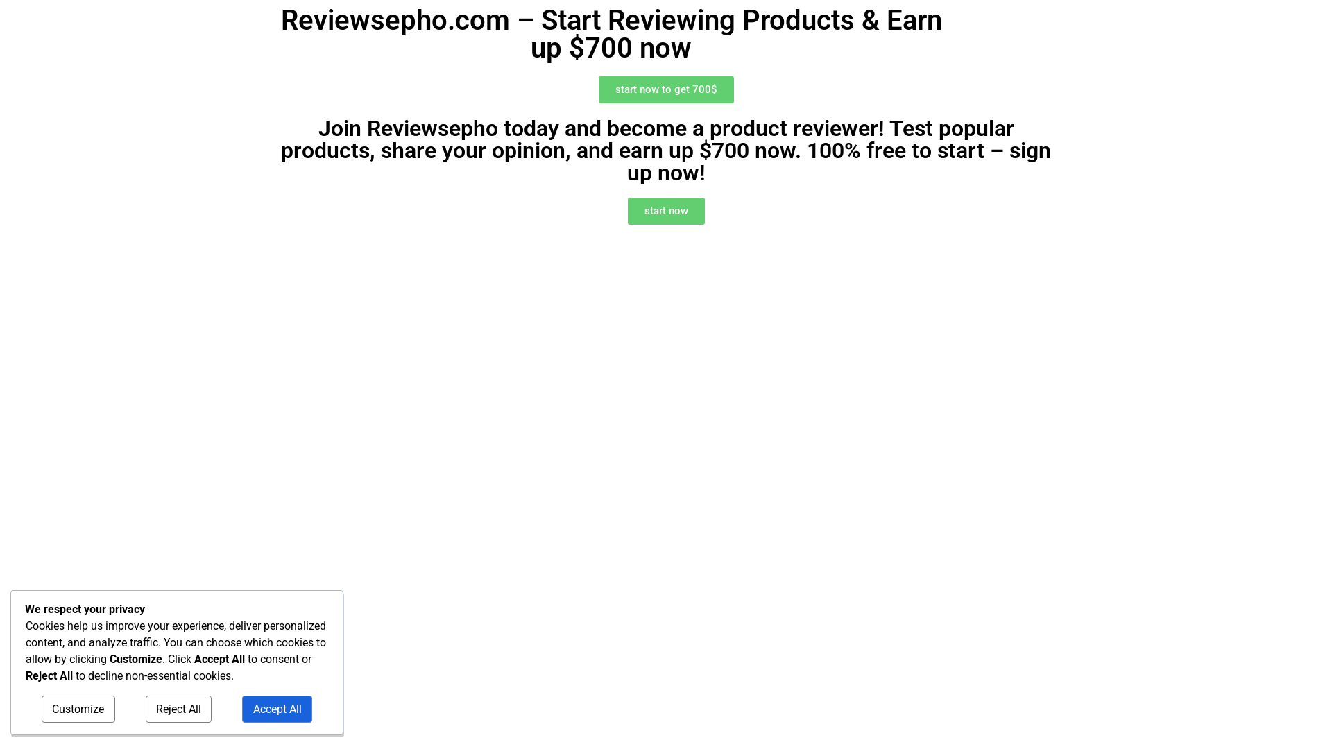 website screenshot of https://reviewsepho.store/