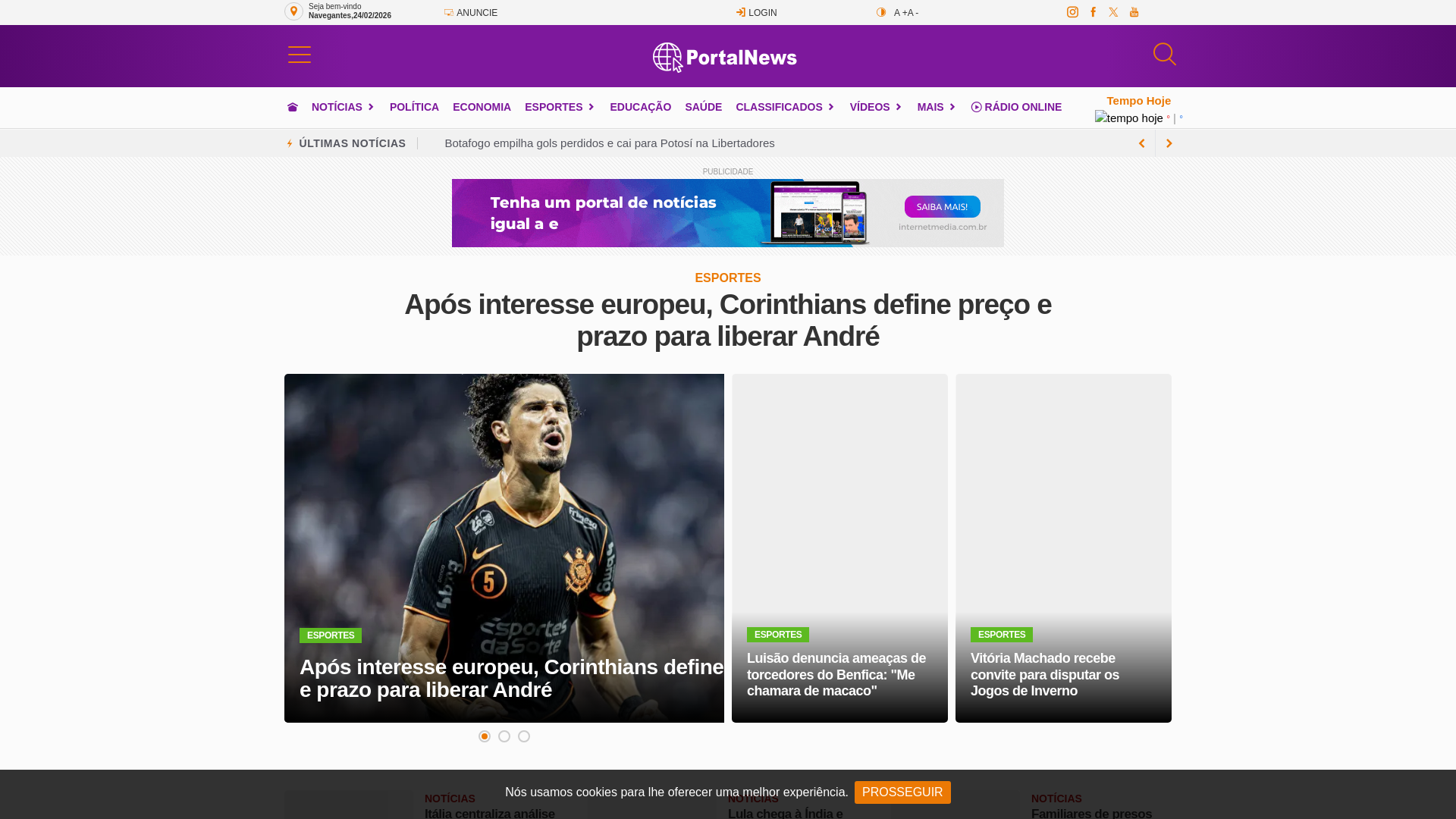 website screenshot of https://noticiascatarinenses.com.br/